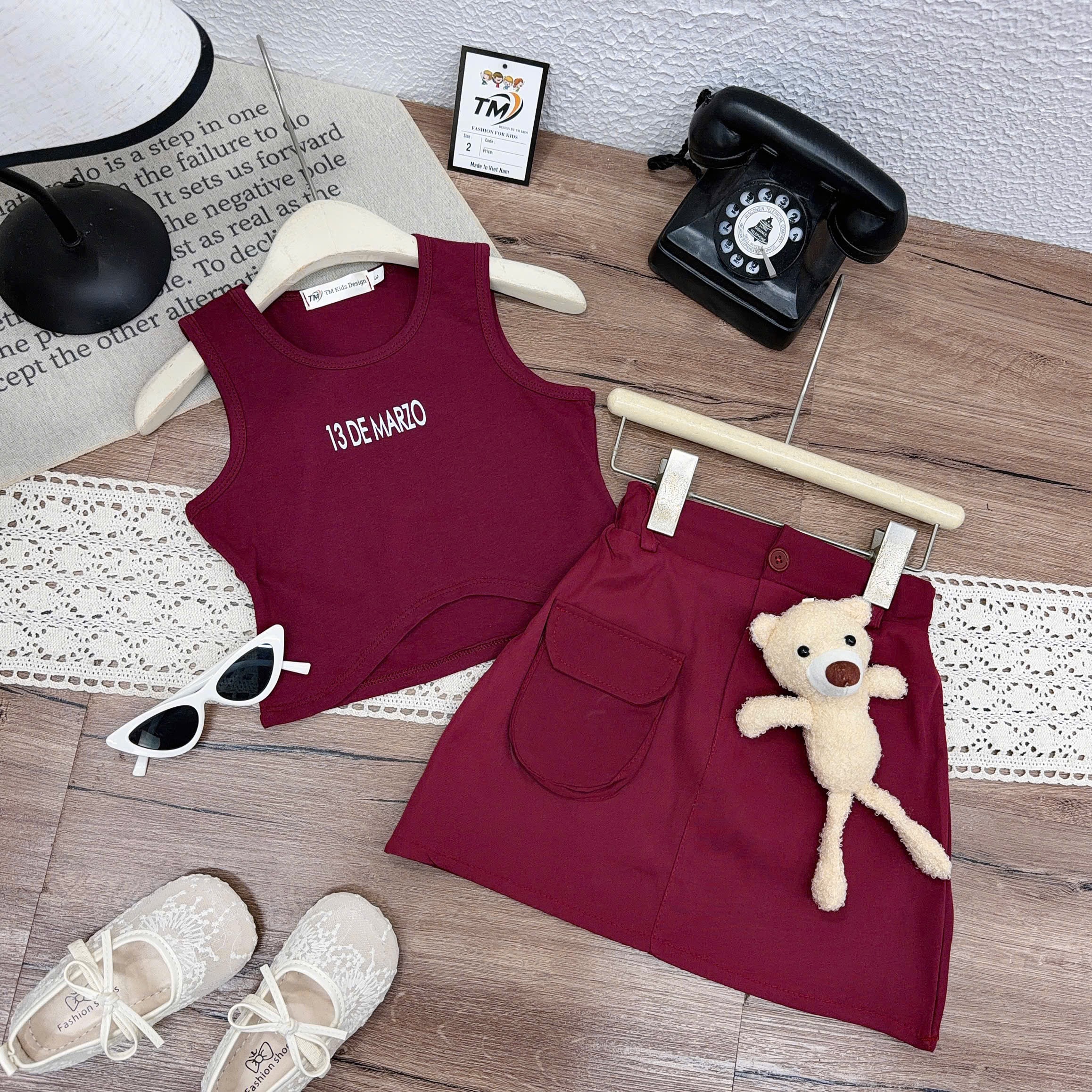 Sét bộ leze cv kèm gấu bé gái tm