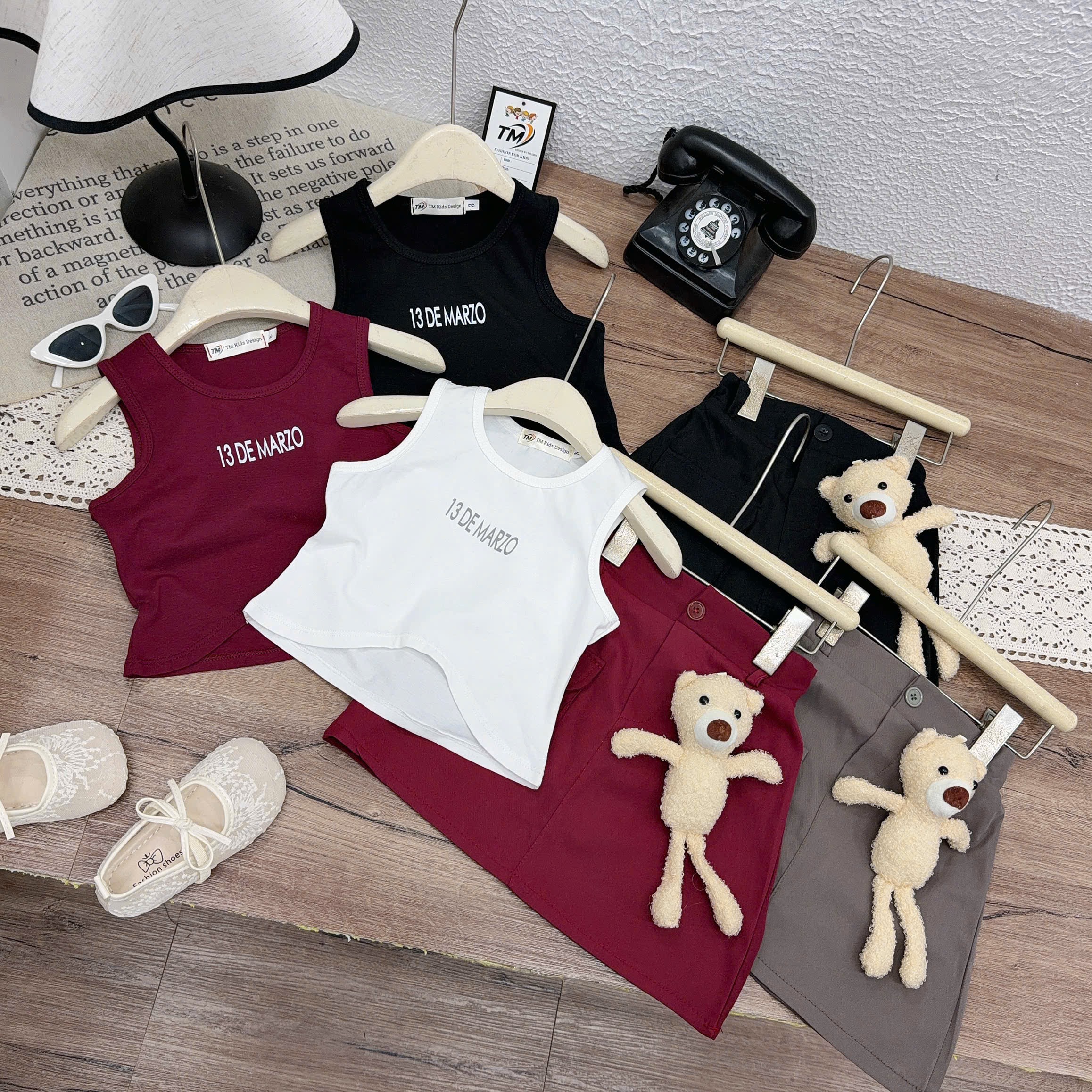 Sét bộ leze cv kèm gấu bé gái tm