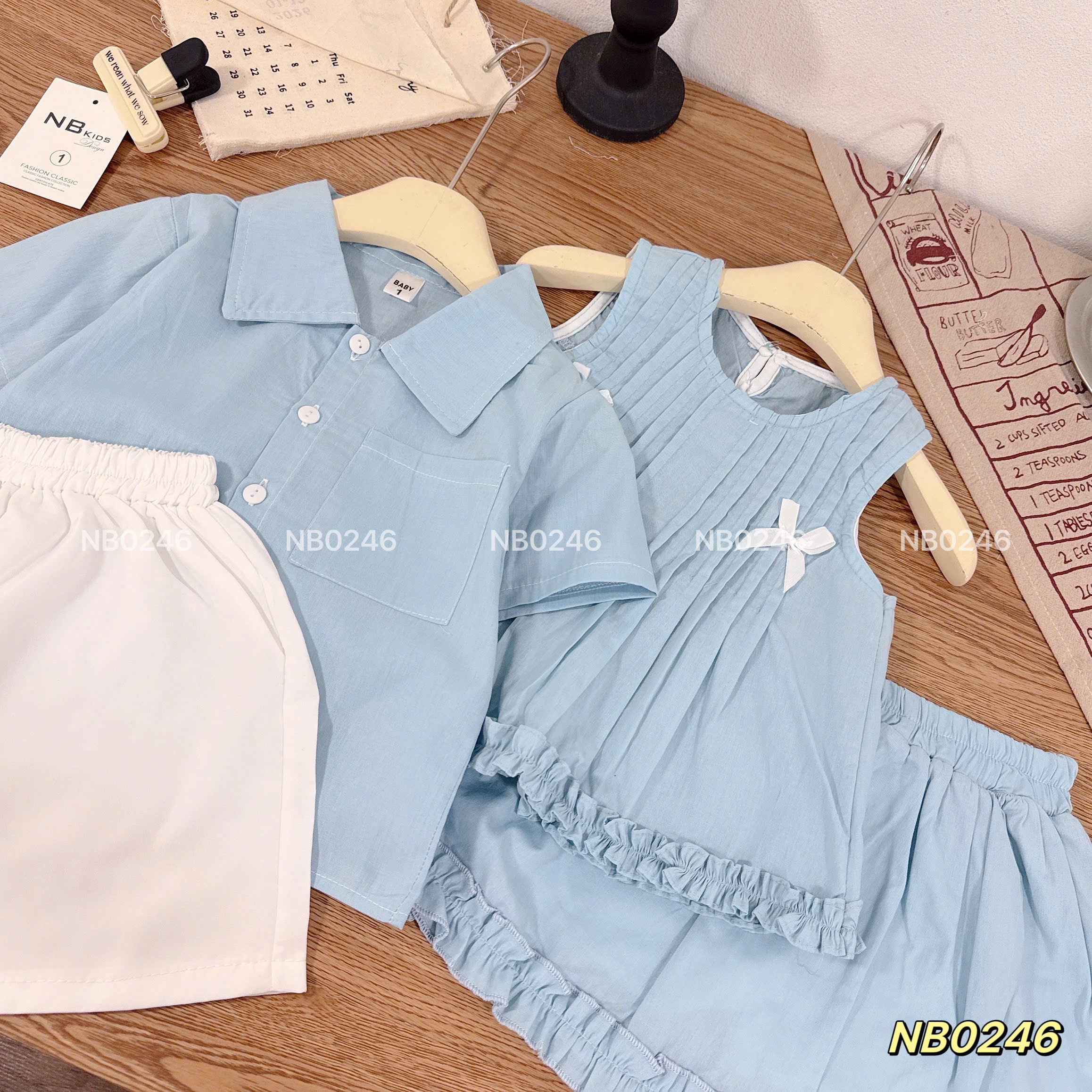 Sét bộ (váy ) xanh dương cho bé trai gái