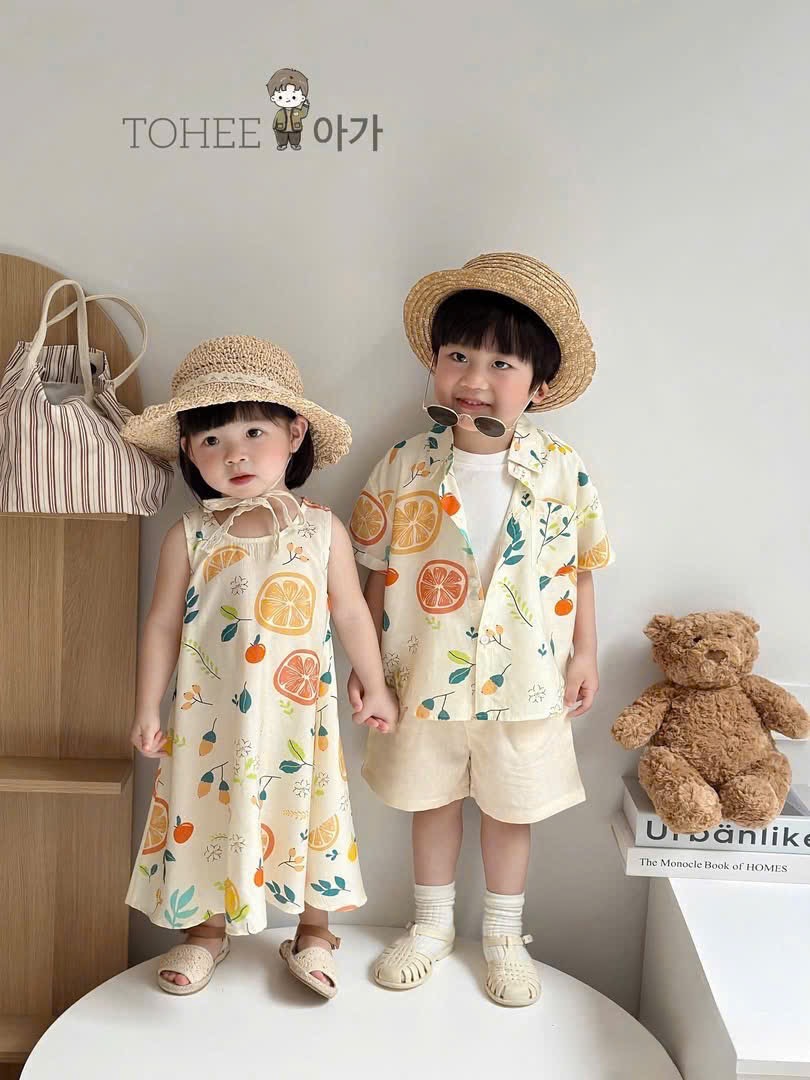 Sét cặp bộ (váy) hoa quả bé trai gái