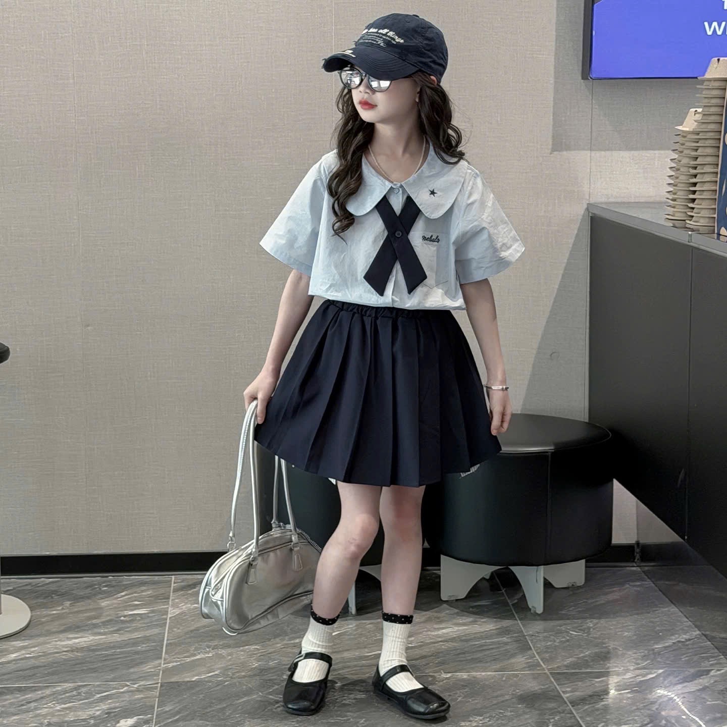 Sét đồng phục cổ ngôi sao sn bé gái