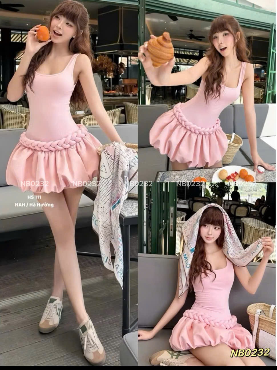 Sét váy bồng tết dây eo bé gái
