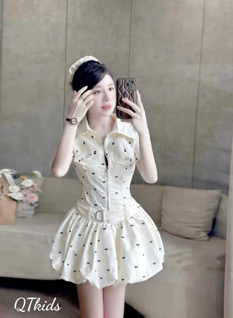 Sét váy thân bồng đai eo bé gái***