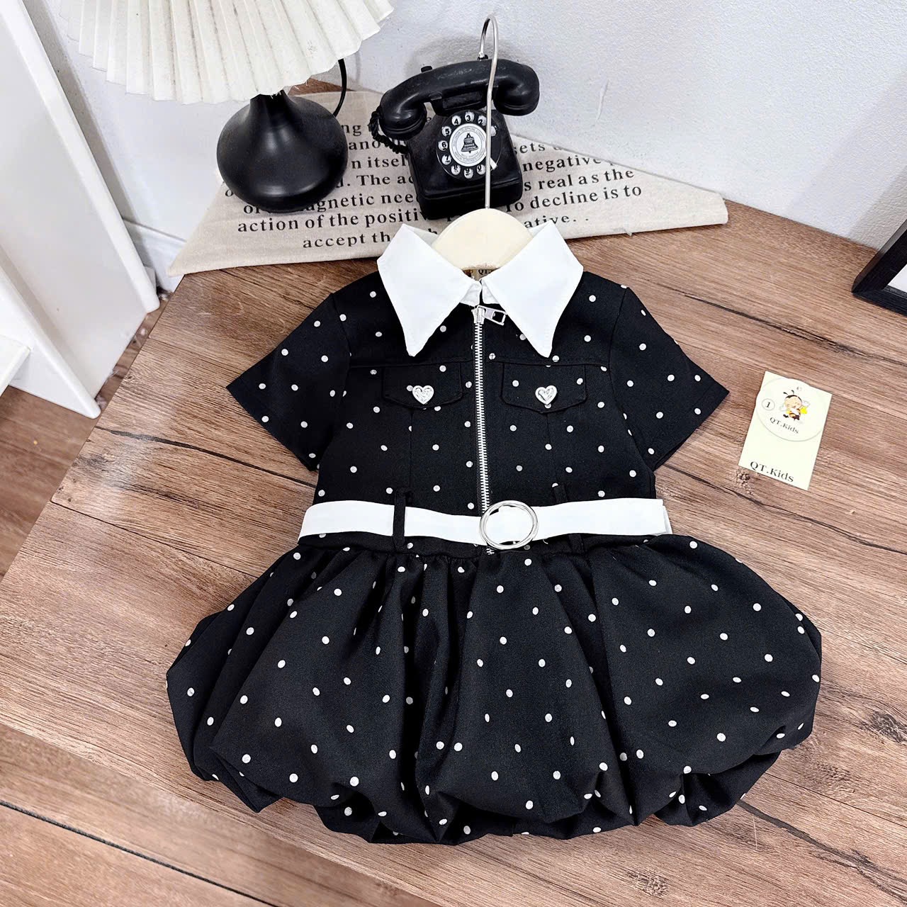 Sét váy thân bồng đai eo bé gái***