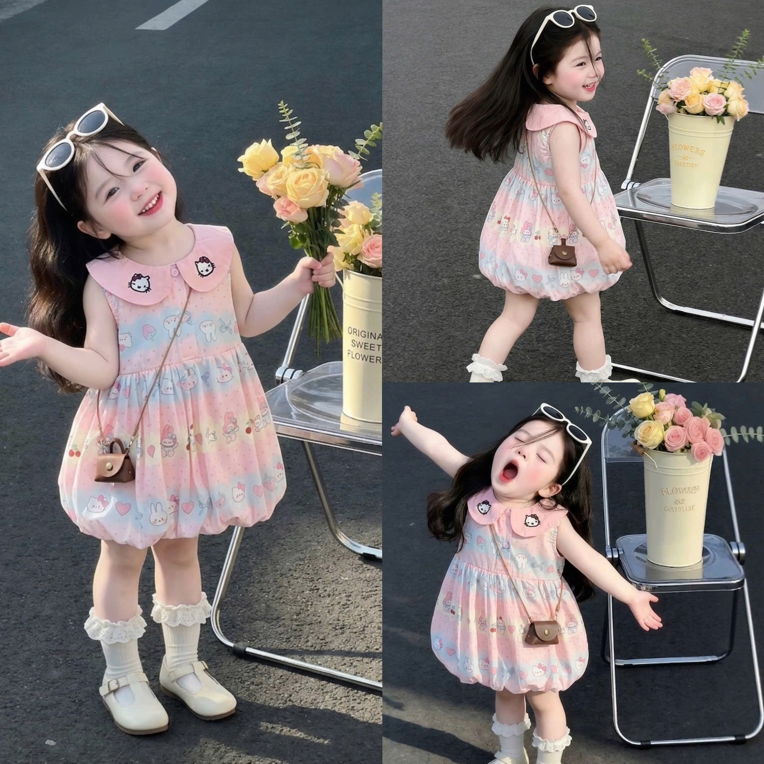 Sét váy thỏ kèm túi mini sn bé gái