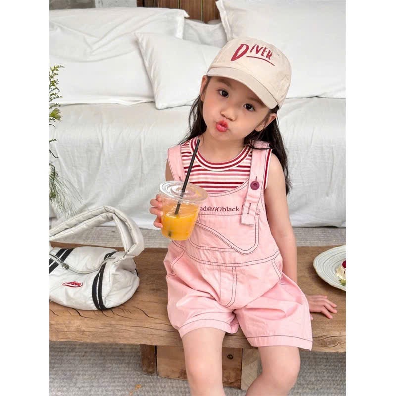 Sét yếm kaki hồng kèm áo xk bé gái