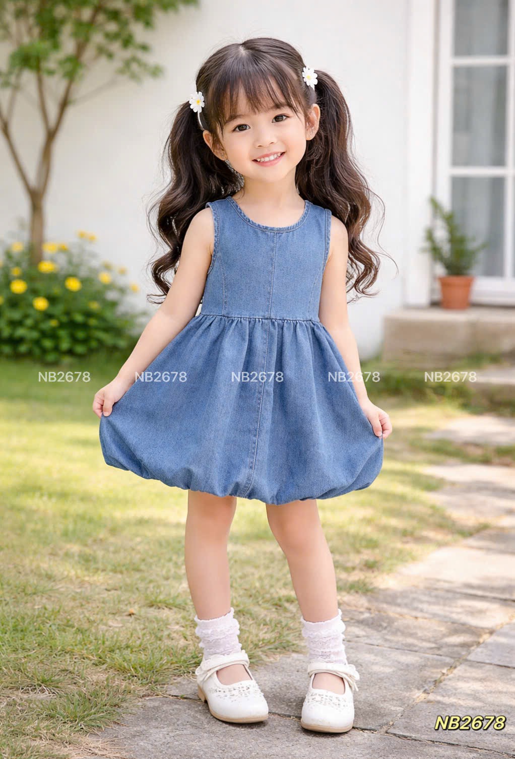 Váy bò bồng nb bé gái