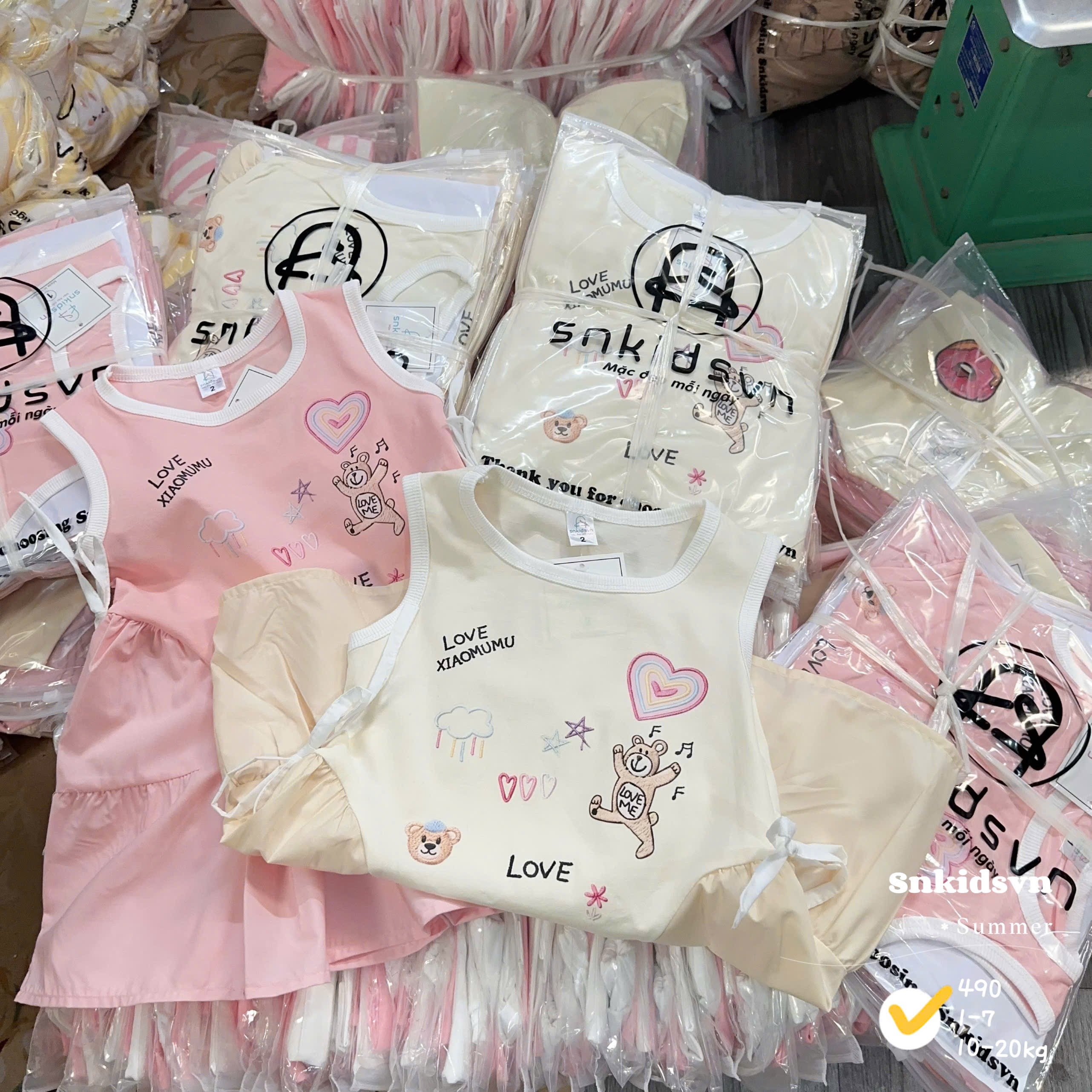 Váy cotton phối thô xinh bé gái