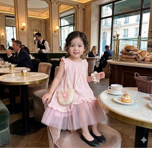 Váy hồng kèm túi bé gái tk