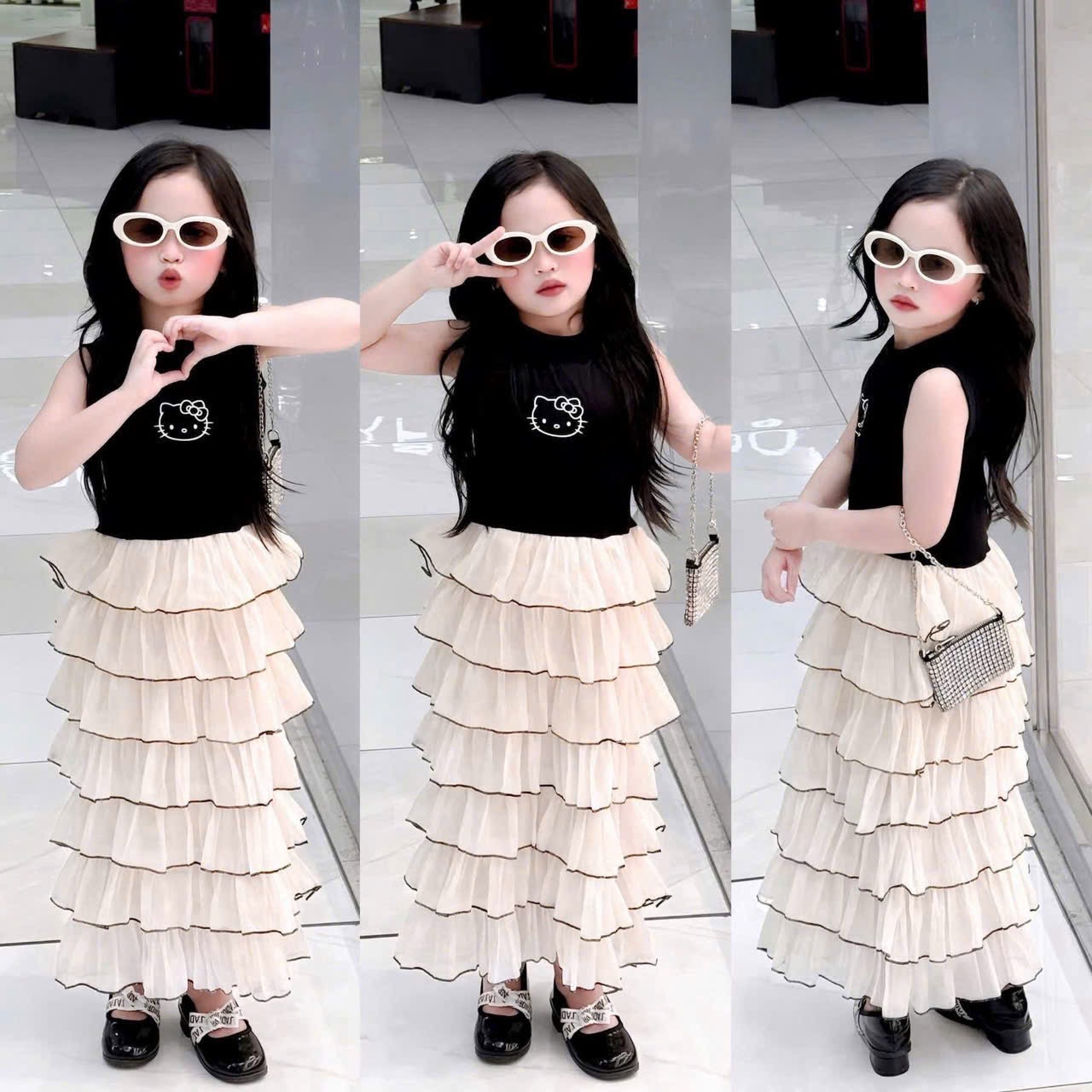 Váy kitty 7 tầng bé gái