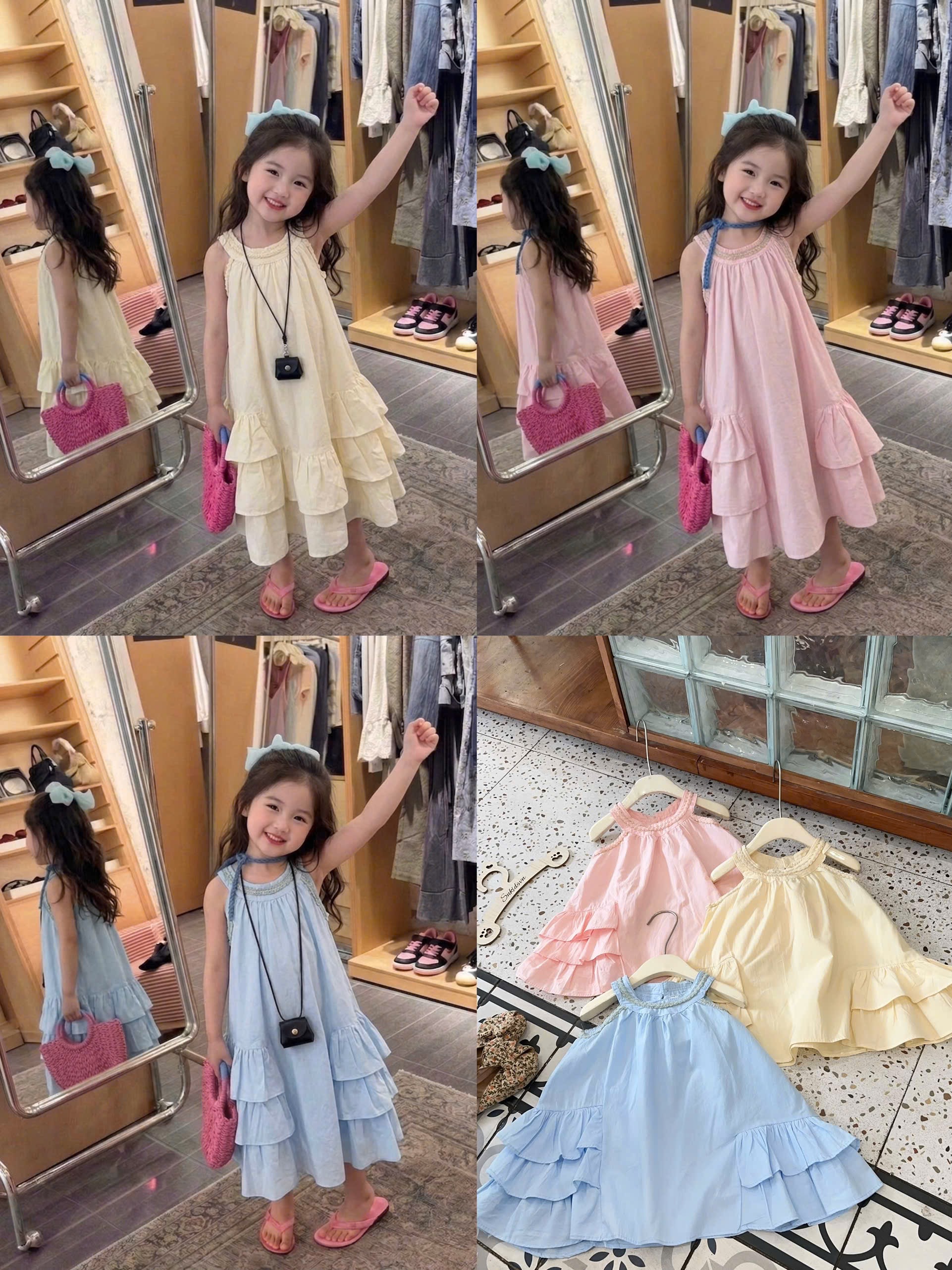 Váy maxi cổ tròn sn bé gái