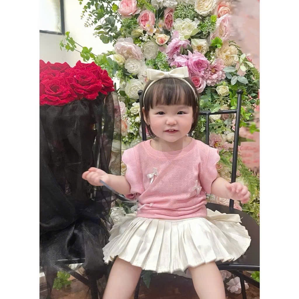 Xả sét bộ cotton dệt chân váy xếp ly