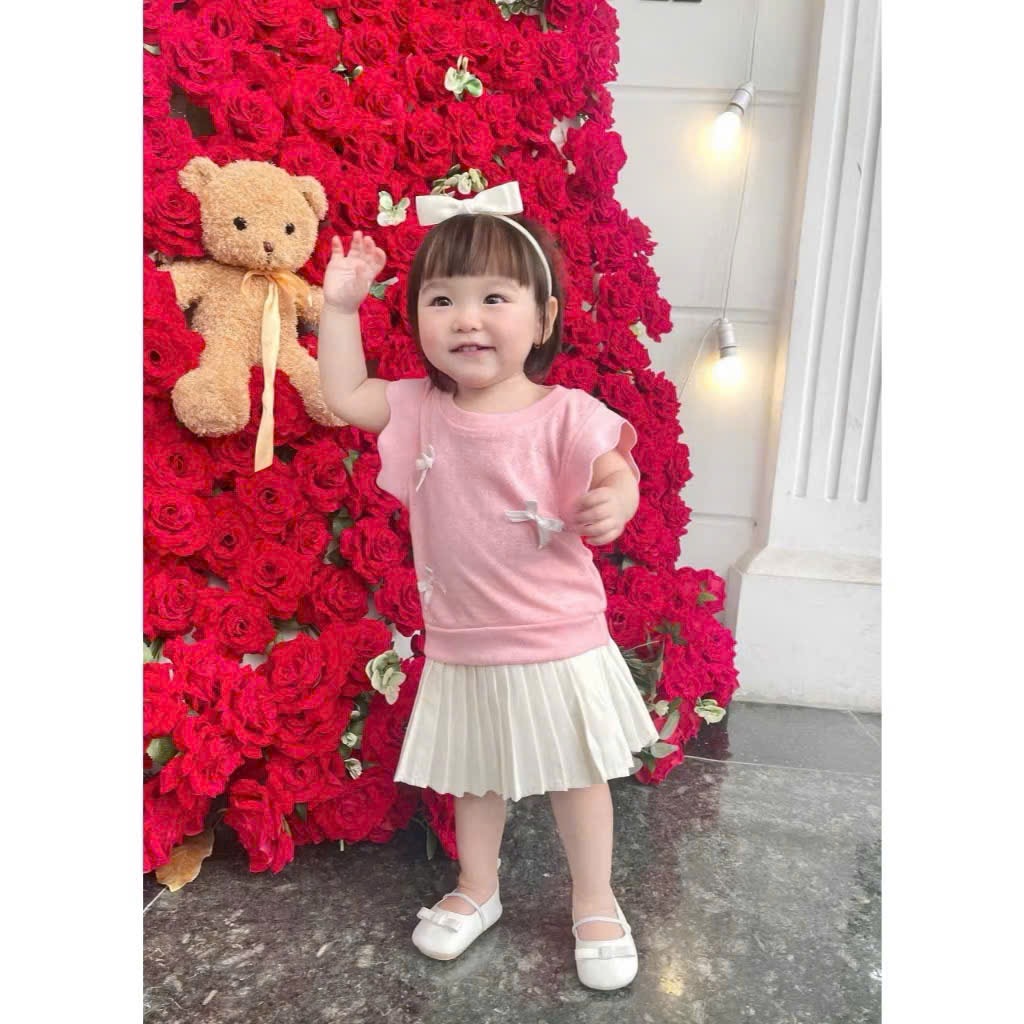 Xả sét bộ cotton dệt chân váy xếp ly