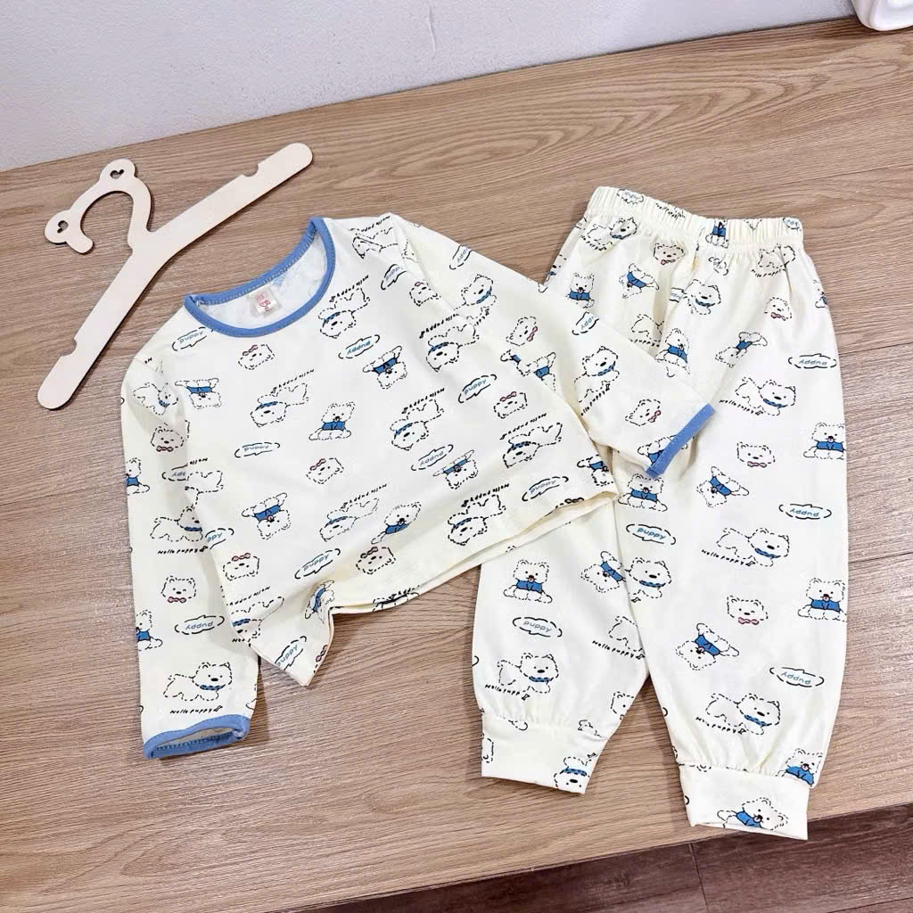 sét 2bo cotton dài tay puppy cho bé