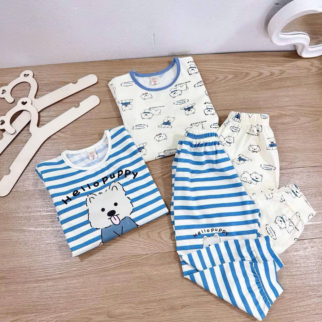 sét 2bo cotton dài tay puppy cho bé