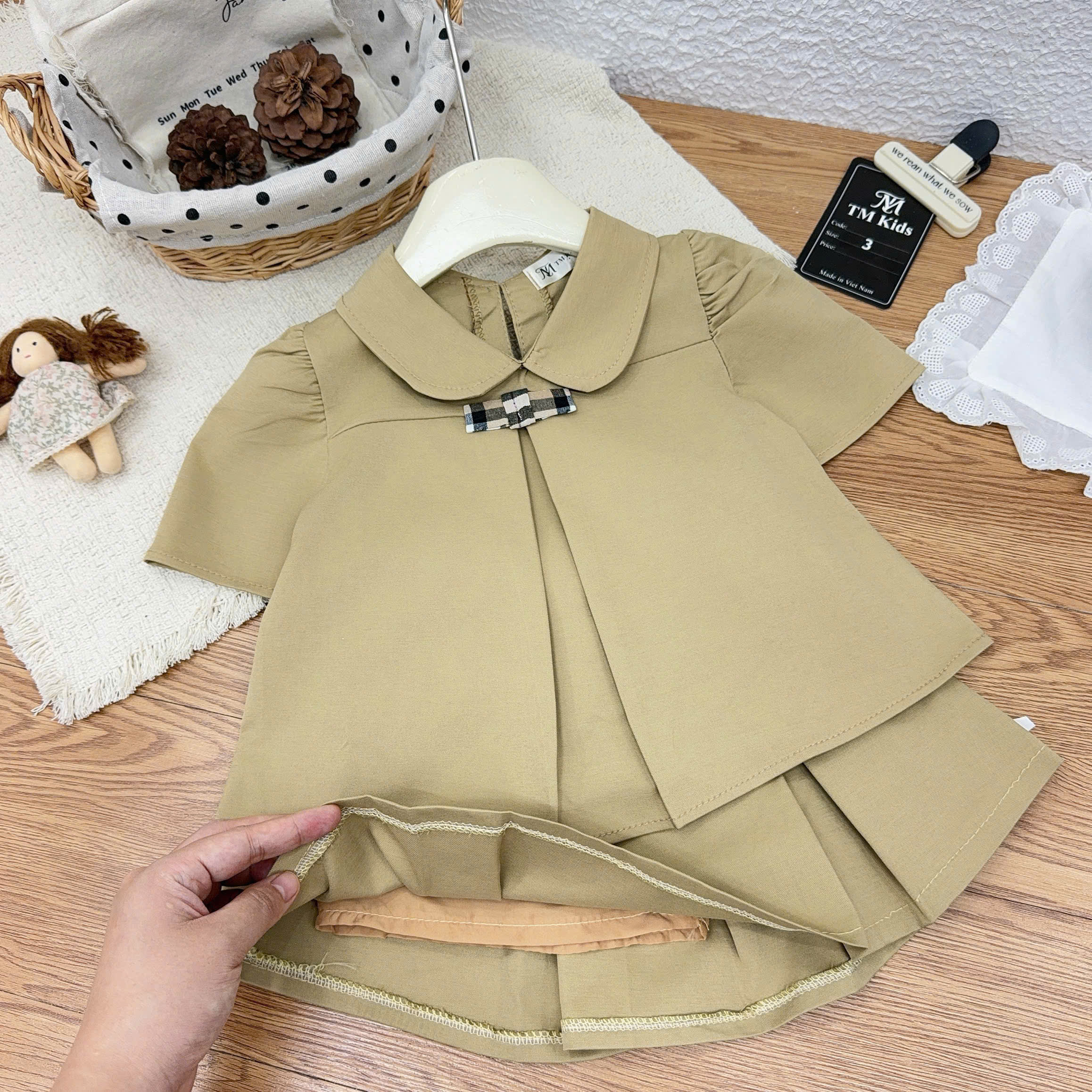 sét bộ áo cổ sen croptop cv dập ly tm bé gái