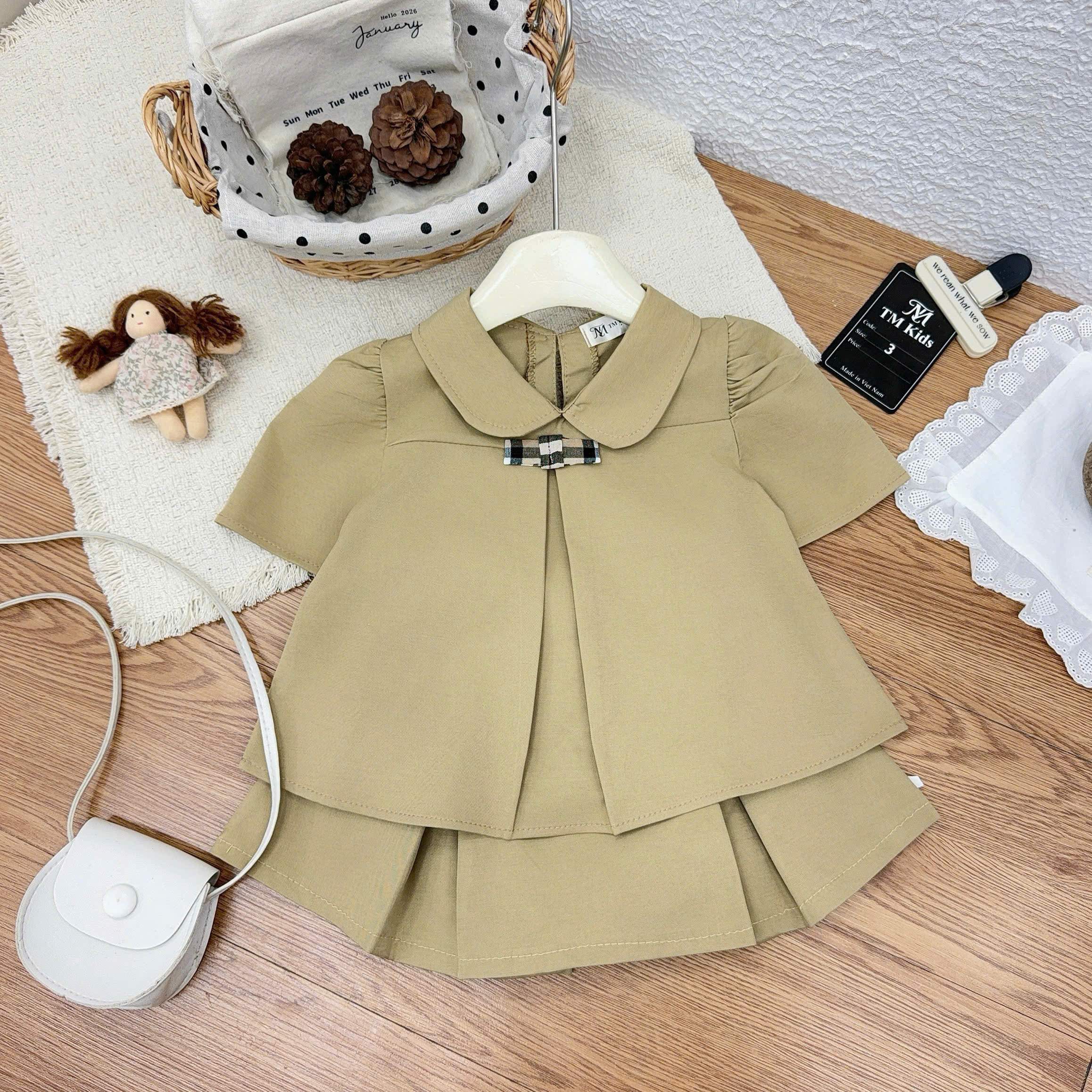 sét bộ áo cổ sen croptop cv dập ly tm bé gái