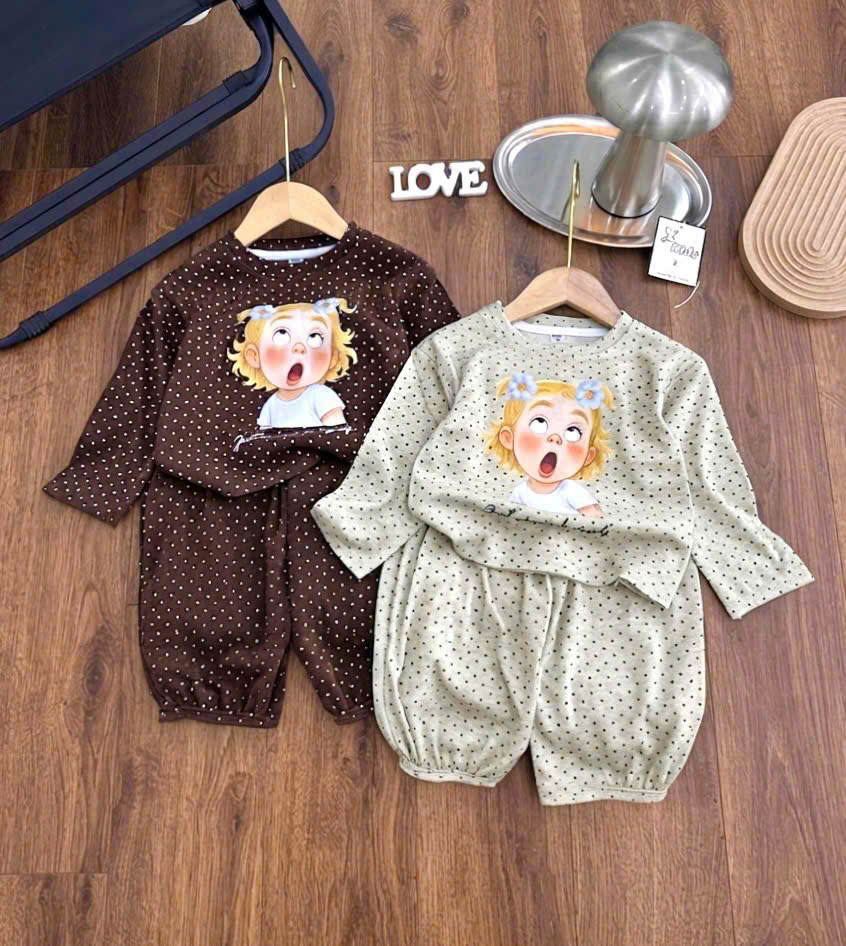 sét bộ chấm bi len mongtoghi bé gái