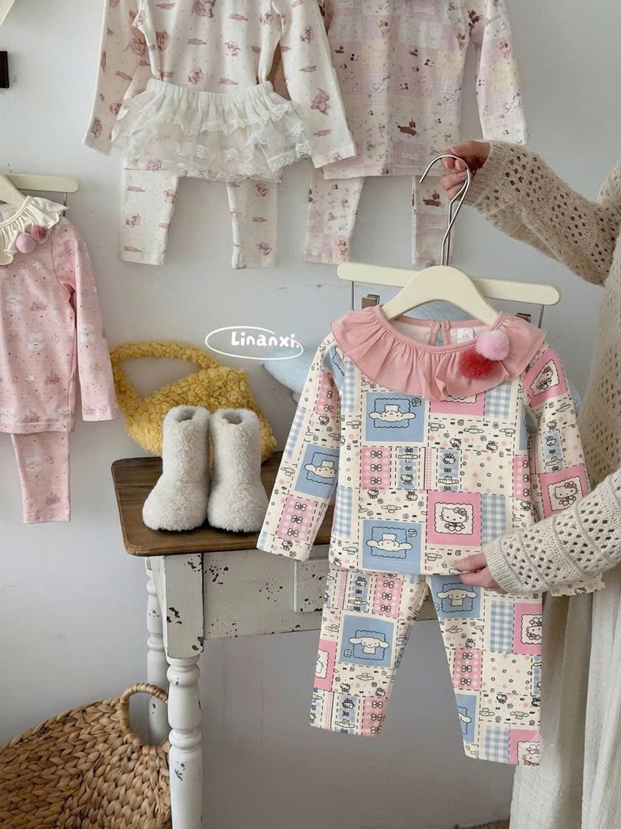 sét bộ dài tay zip hàn đẹp bé gái