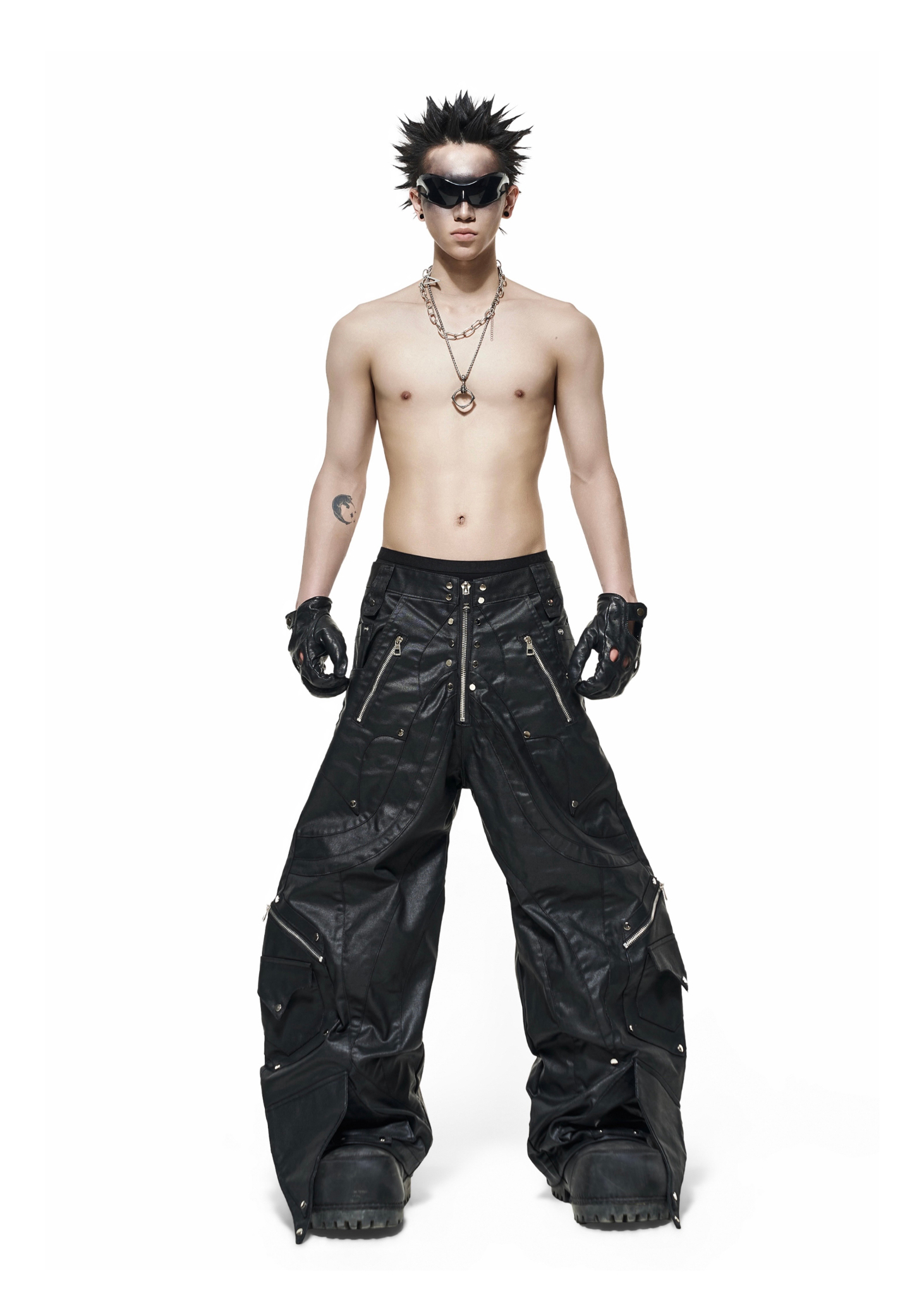 QD.120B Waxed Knight Wide Pants