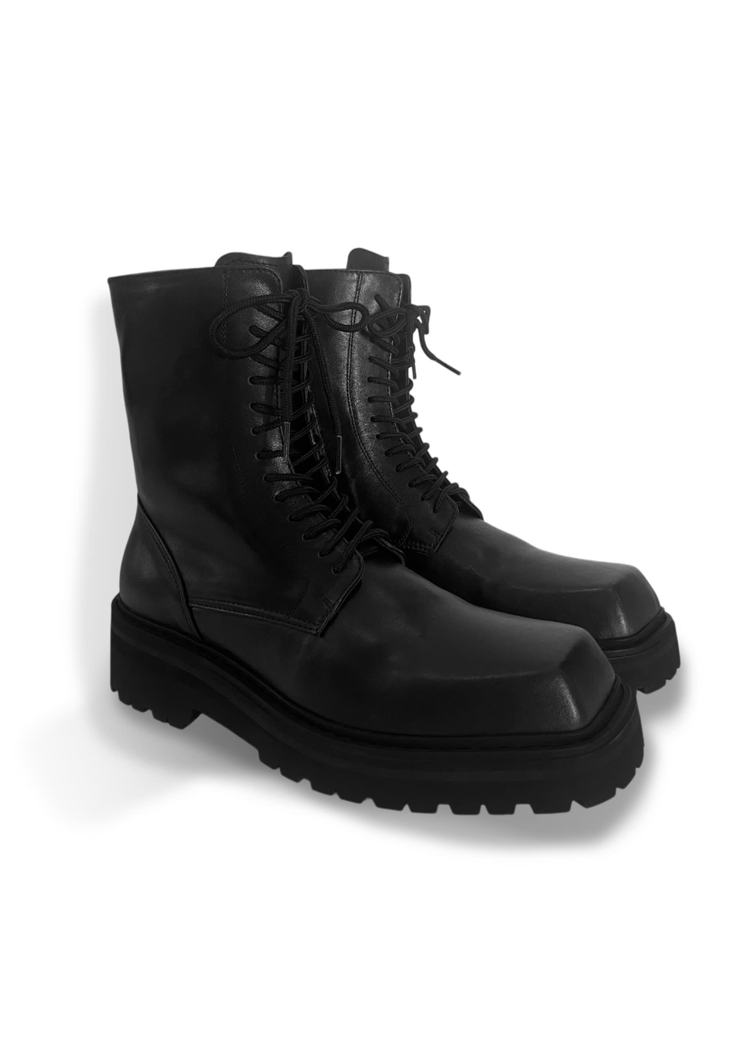 GW941B - Square Toes Front Lace-up Combat Boots