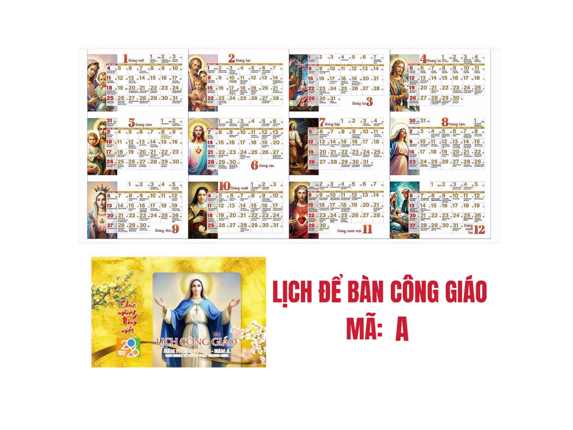 LỊCH ĐỂ BÀN AVE MARIA