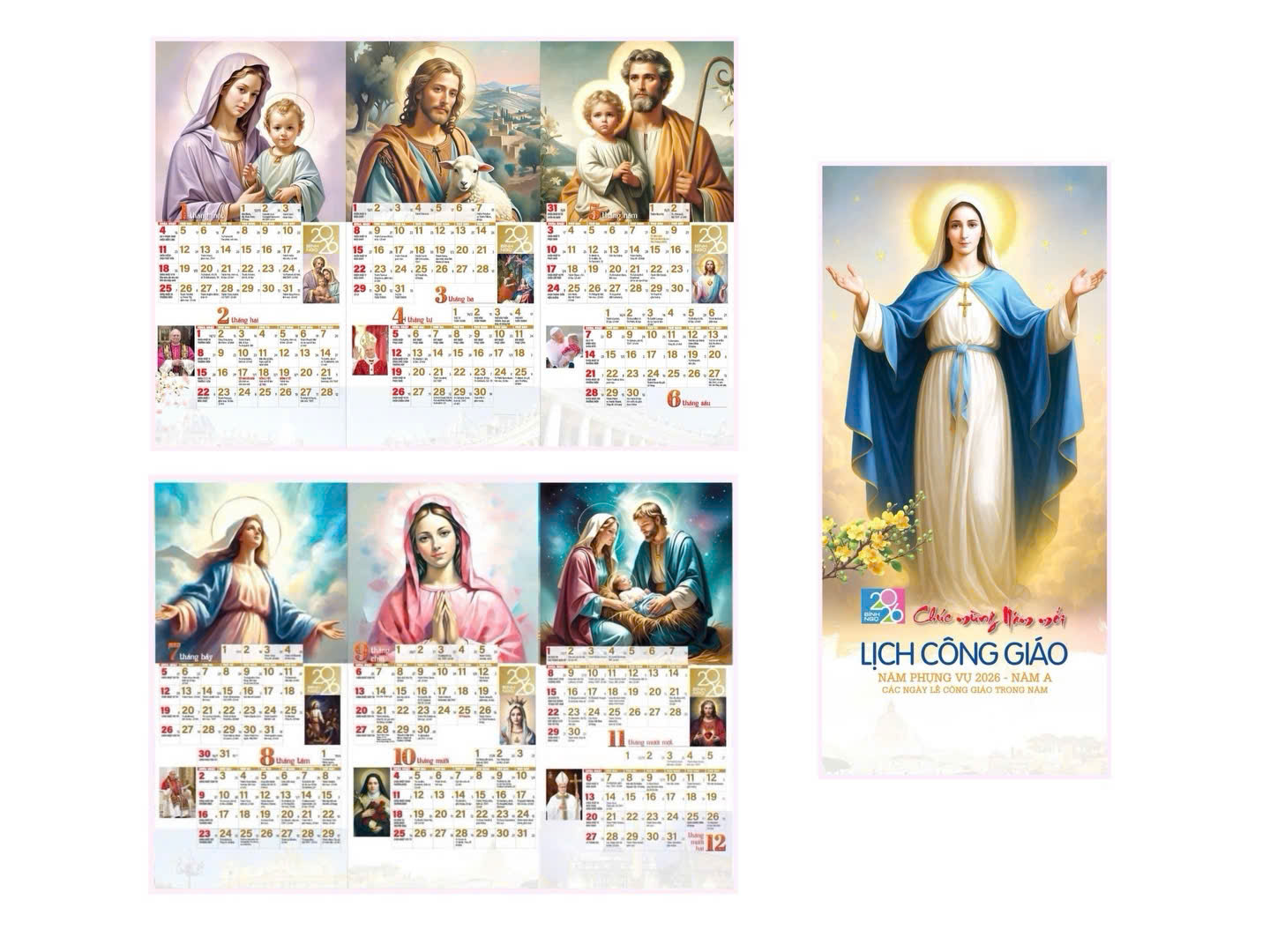 LỊCH LÒ XO TREO TƯỜNG ĐỨC MẸ BAN ƠN