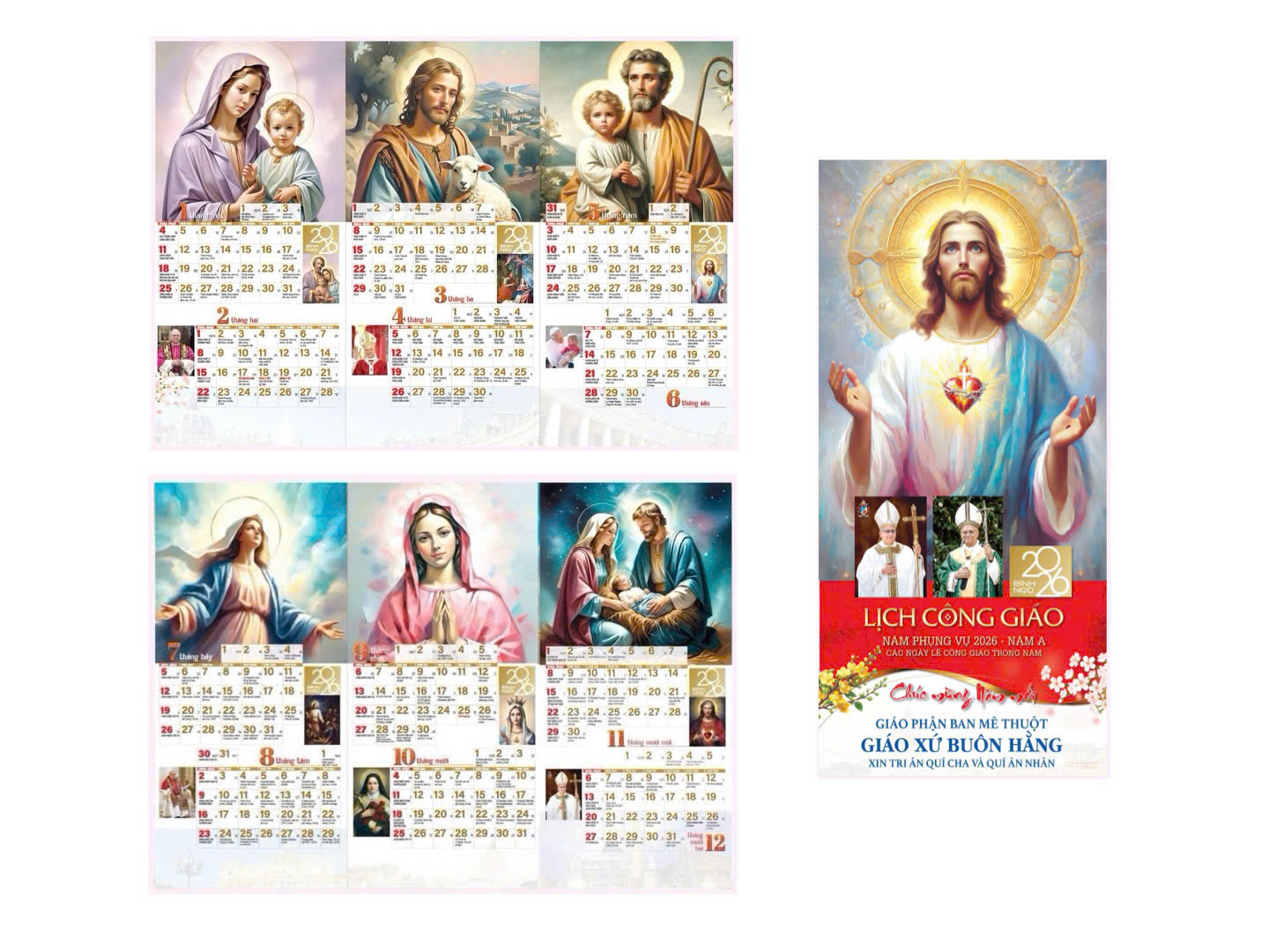 LỊCH LÒ XO TREO TƯỜNG THÁNH TÂM CHÚA JESUS