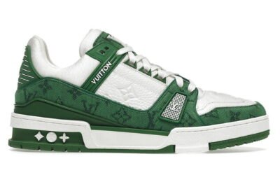 R19 Louis Vuitton LV Trainer Monogram Denim White Green