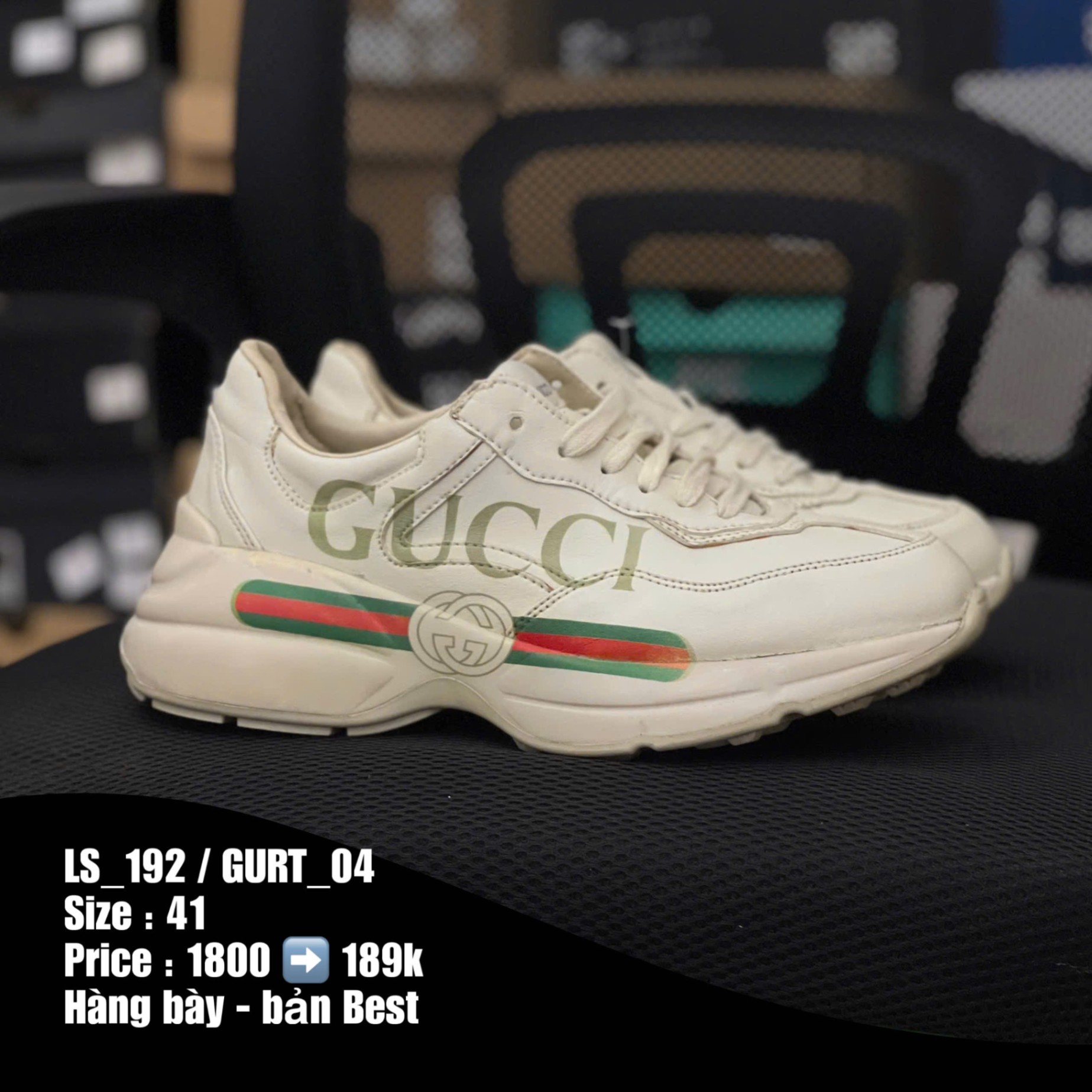 R20 GUCCI RHYTON LOGO LEATHER ( NGANG ) - LS - 41