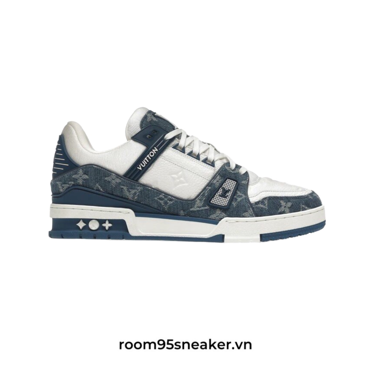 R19 Louis Vuitton LV Trainer Monogram Denim White Blue Best Quality