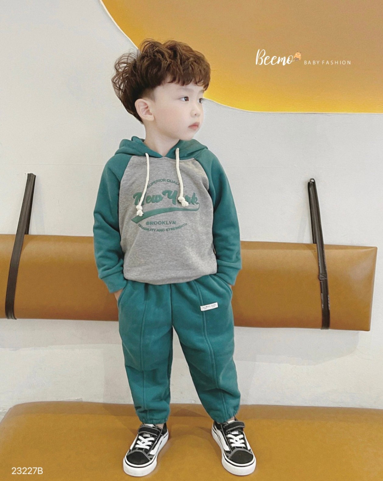 BEEMO 23227B- SET HOODIE PHỐ TAY IN CHỮ NEW YORK