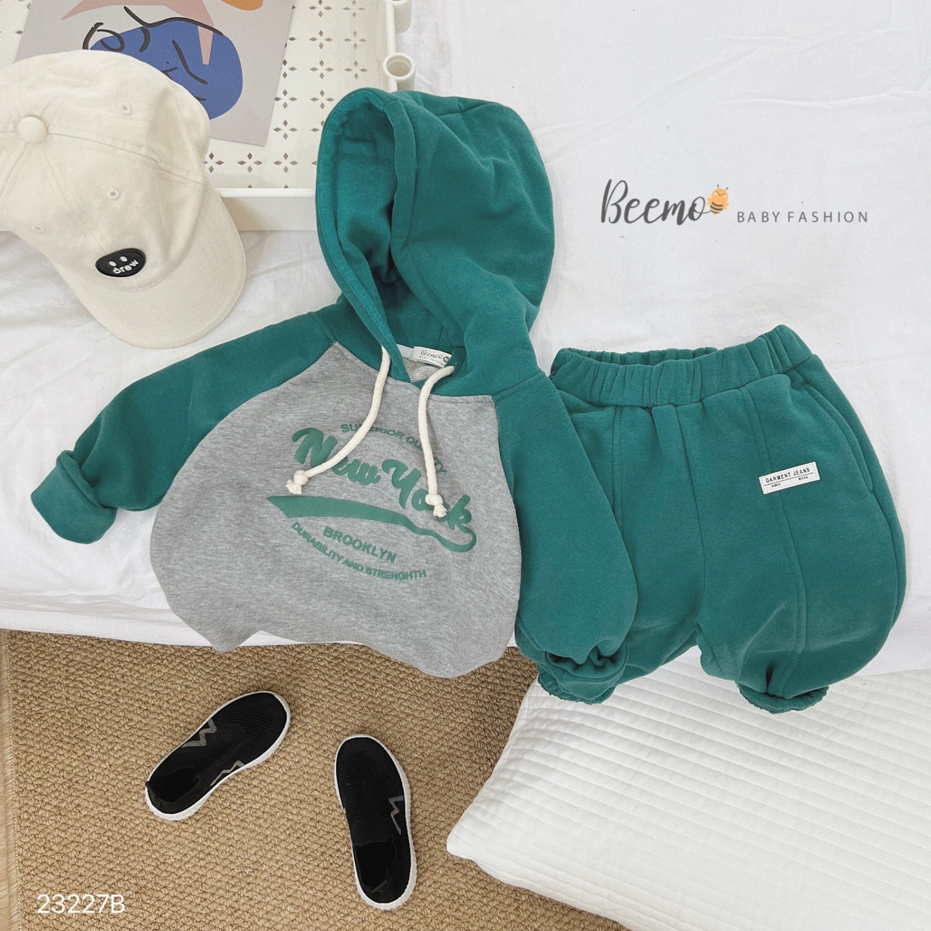 BEEMO 23227B- SET HOODIE PHỐ TAY IN CHỮ NEW YORK