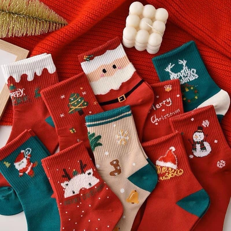 TH683- COMBO 10 ĐÔI TẤT NOEL CỔ CAO CHO BÉ