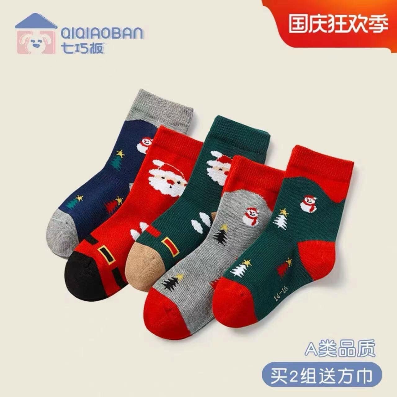 TH683- COMBO 10 ĐÔI TẤT NOEL CỔ CAO CHO BÉ