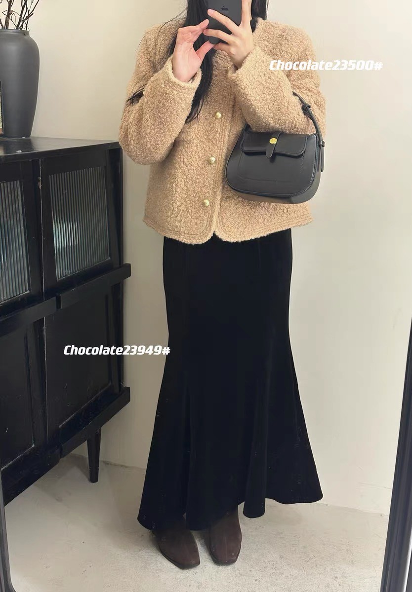 H384- CHÂN VÁY NHUNG ĐUÔI CÁ NỮ MÀU ĐEN