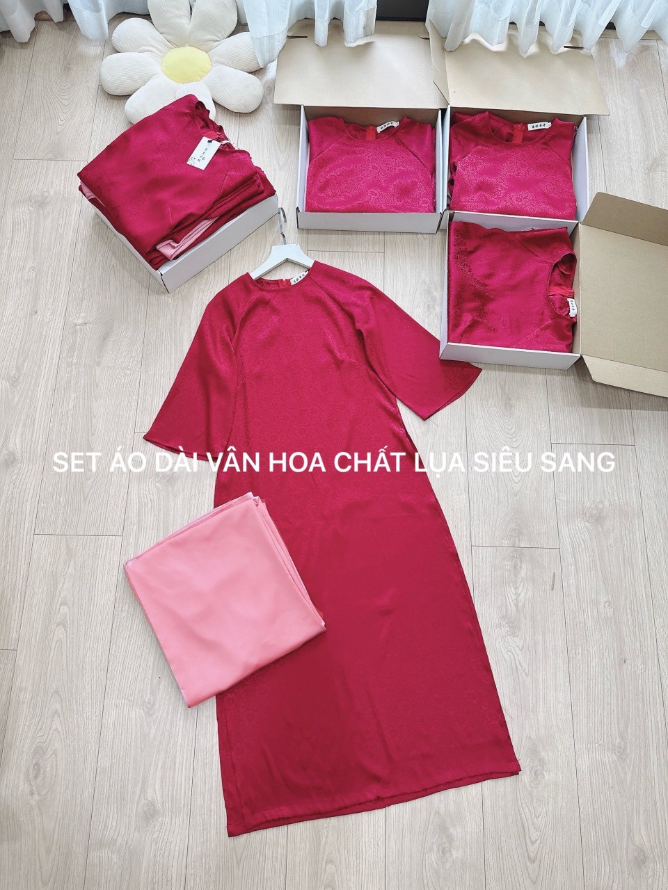 H532- SET ÁO DÀI GẤM HOA SUÔNG