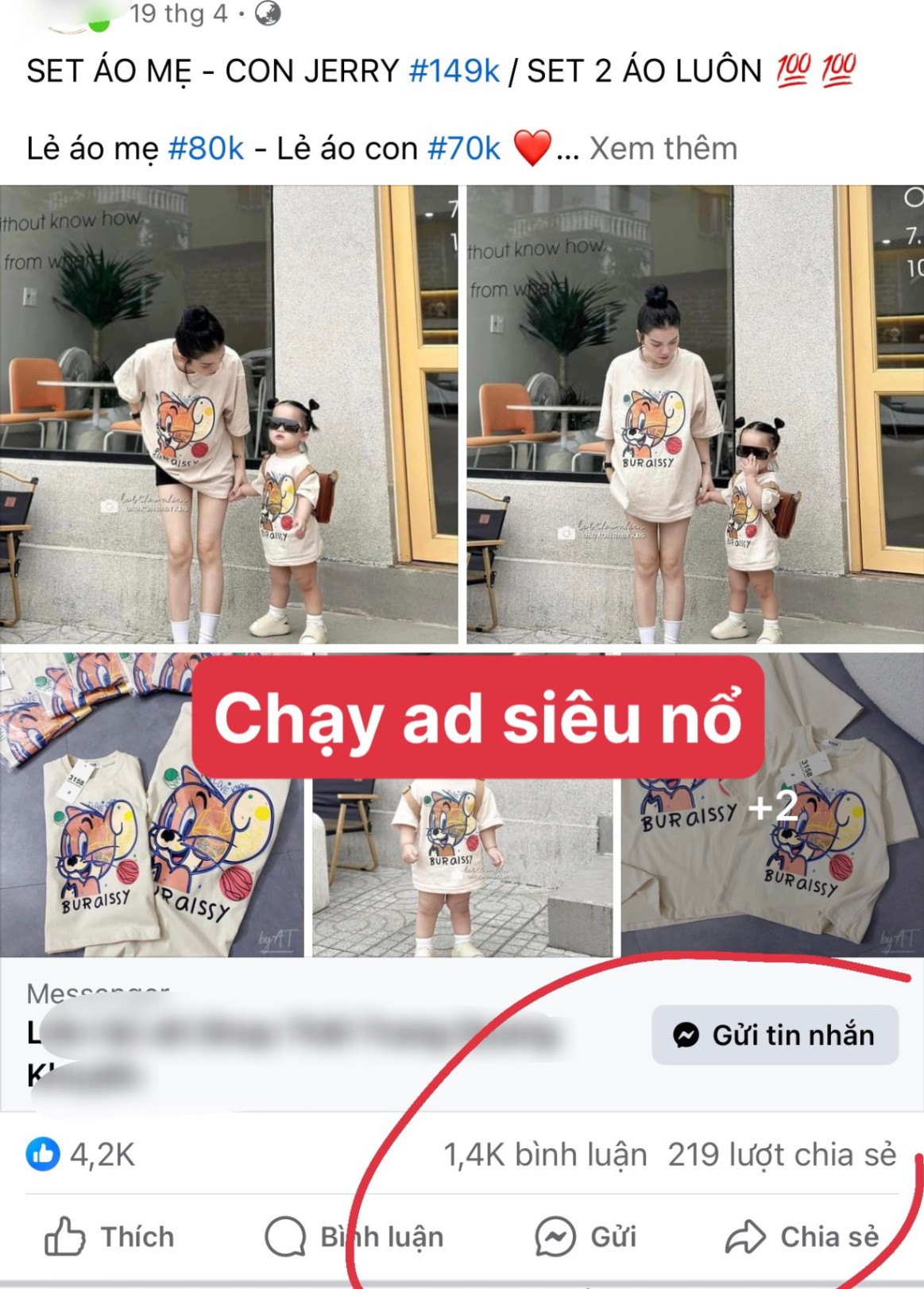 H1924- SET ÁO ĐÔI HÌNH CHUỘT MÀU BE MẸ BÉ