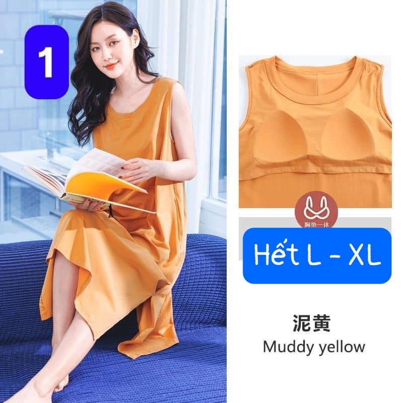 A0506ML19- [ORDER] VÁY XUÔNG COTTON KEM BRA