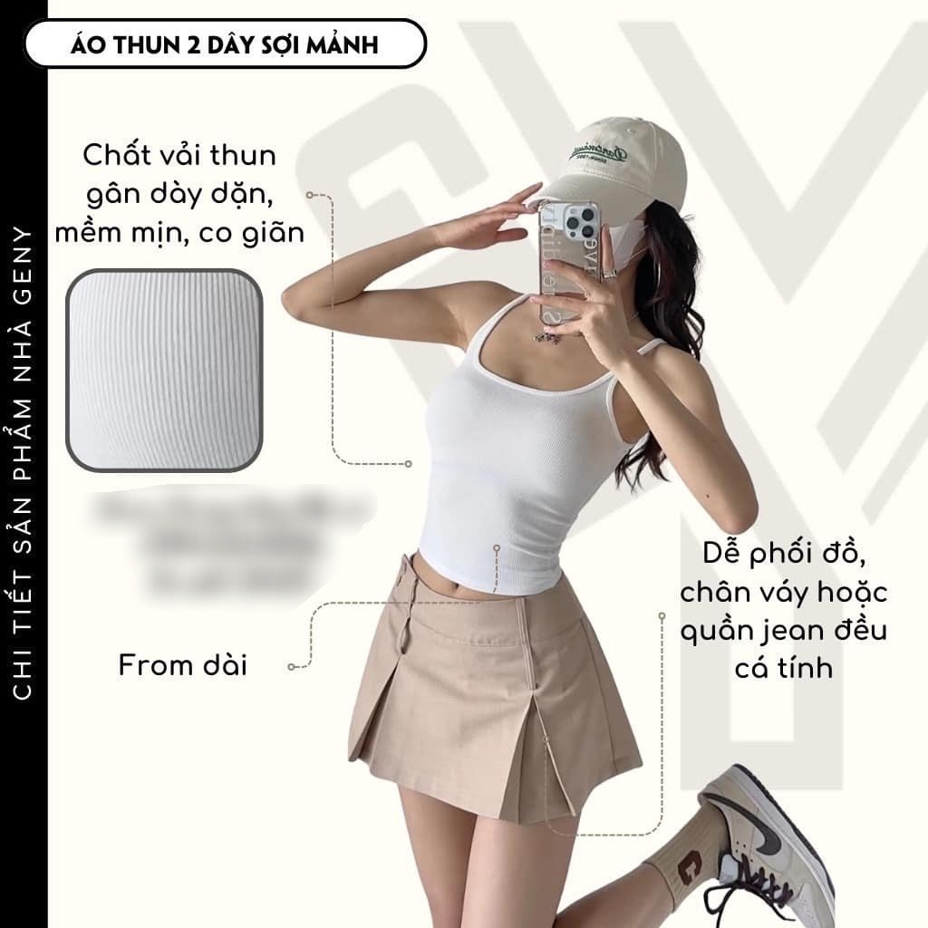 A0606ML02- [ORDER] ÁO 2 DÂY DÁNG CỔ YẾM CÓ ĐỆM NGỰC