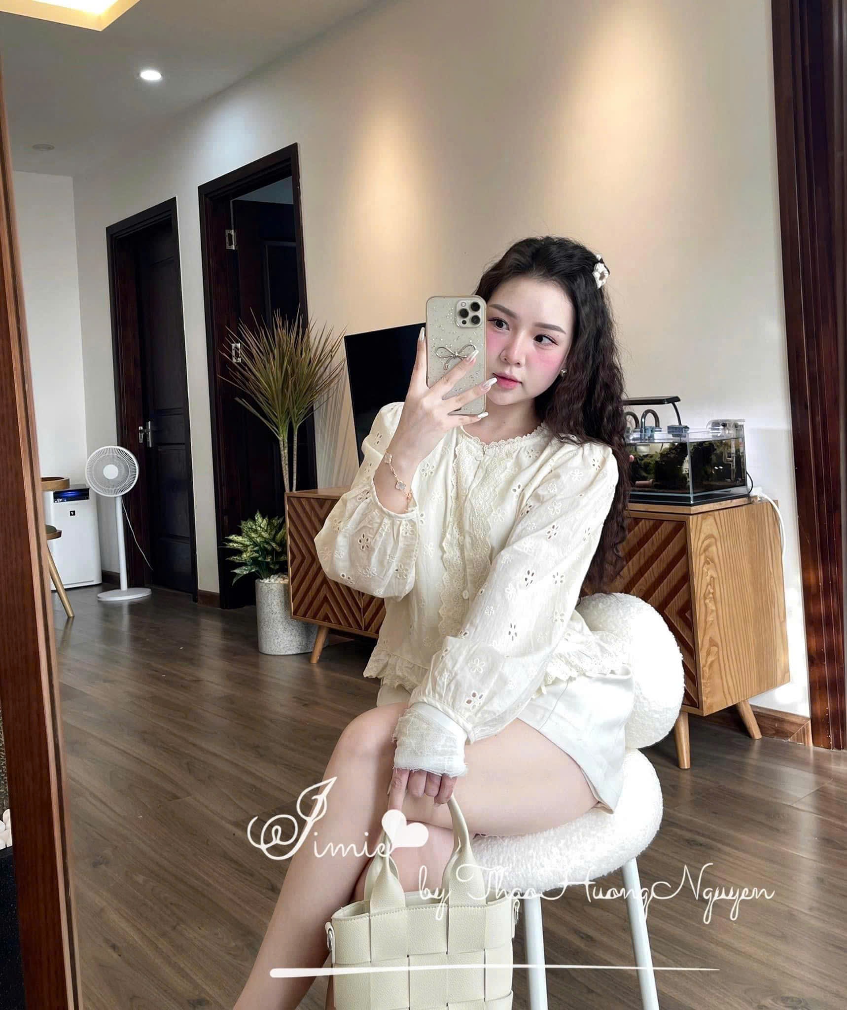 H3306- ÁO SƠ MI REN BOY HOA ĐỤC LỖ PHỐI BÈO