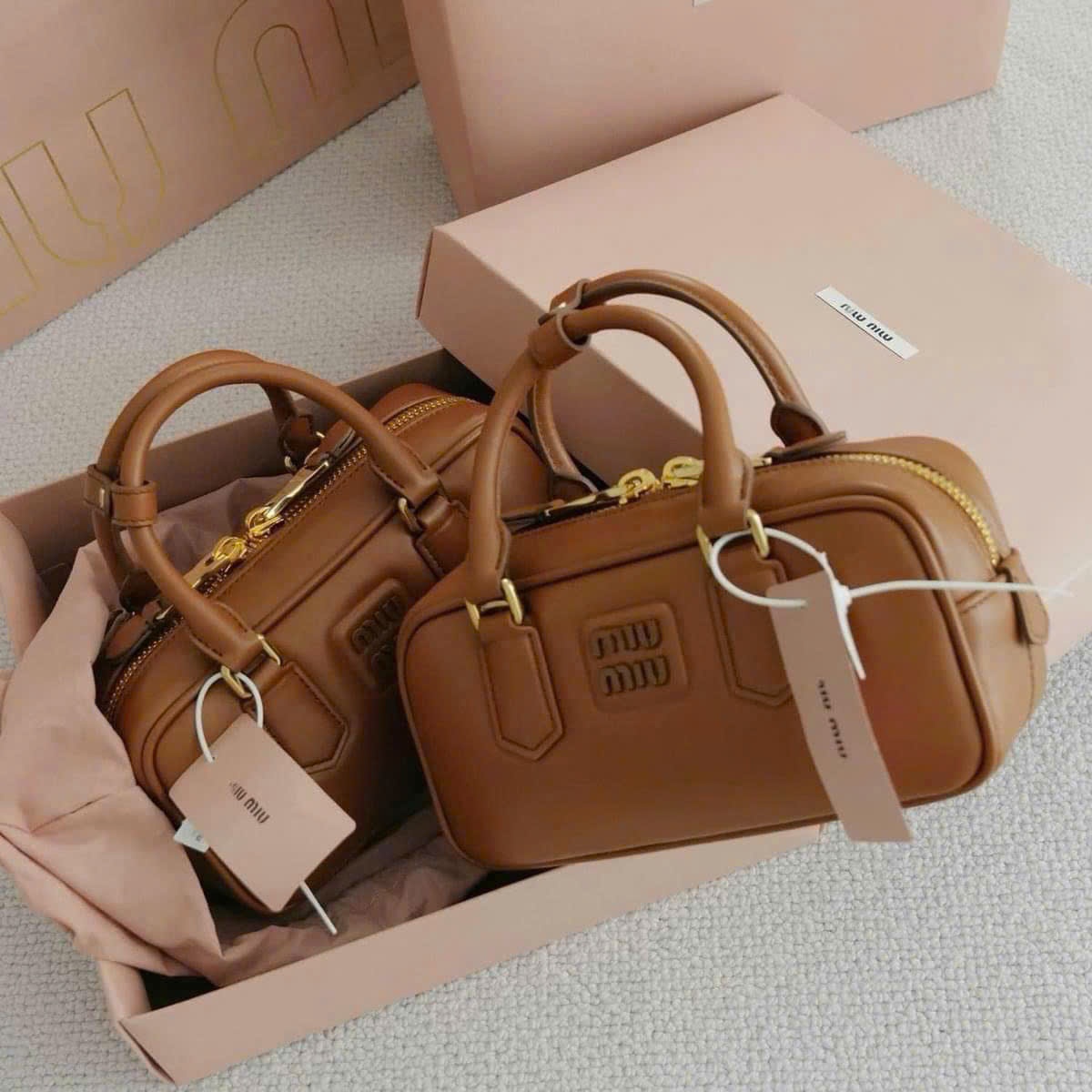 H3389- TÚI XÁCH MIUMIU NÂU PULLBOX SZ 23