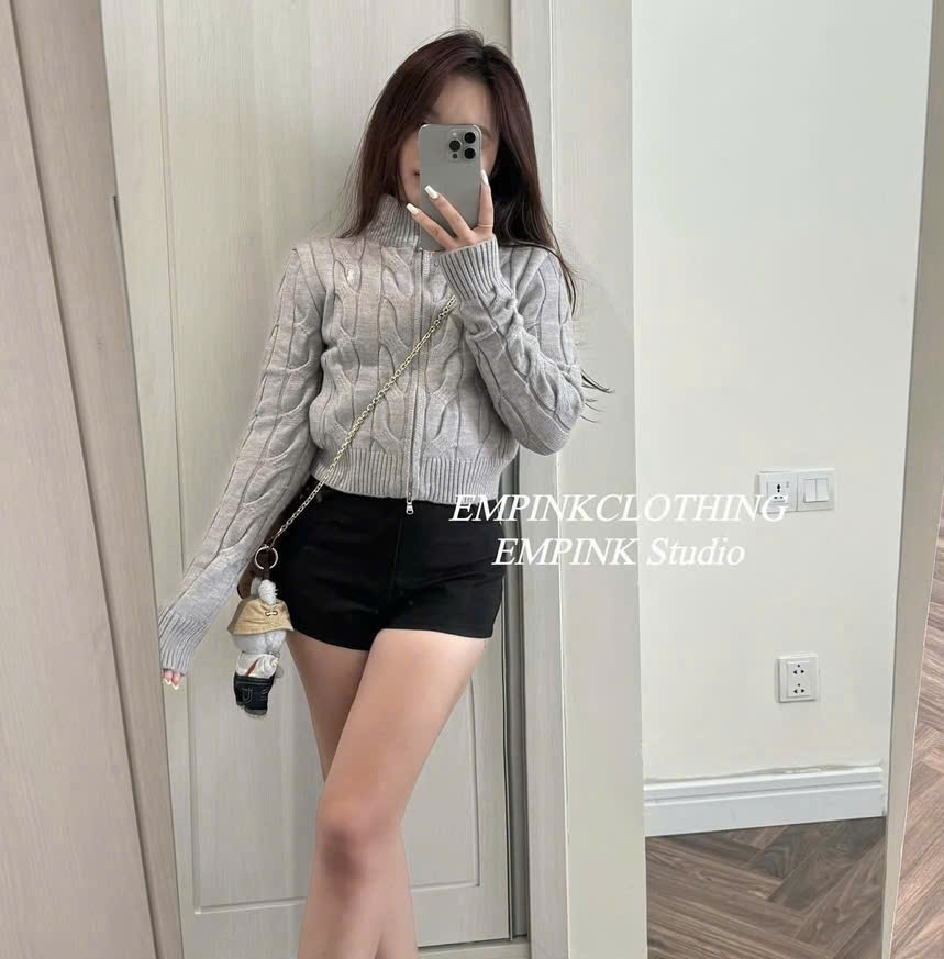 H3493- ÁO KHOÁC LEN BOMBER KÉO KHOÁ THÊU NGỰC QC