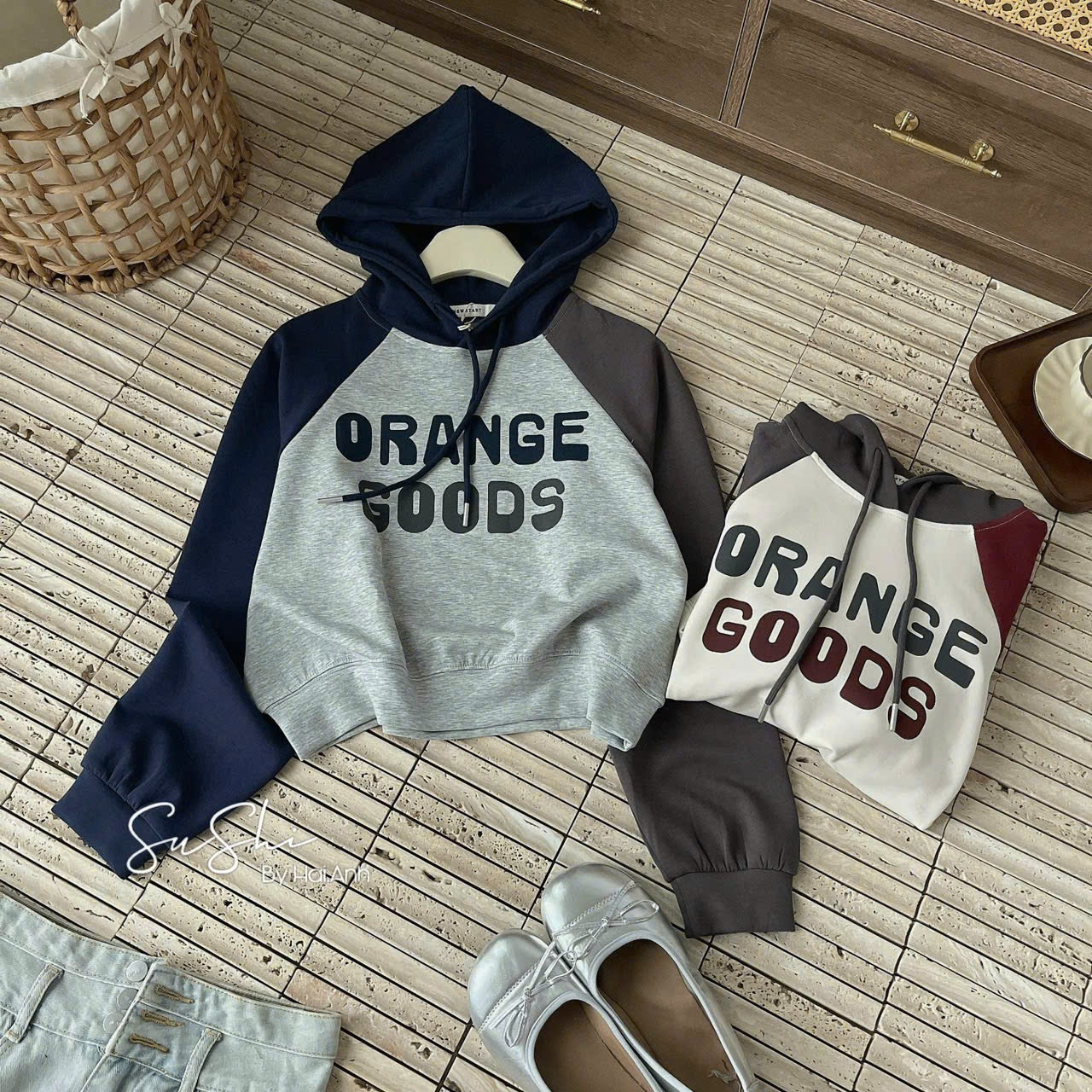 H3518 - ÁO HODIE MŨ QCCC CHỮ ORANGE GOOD