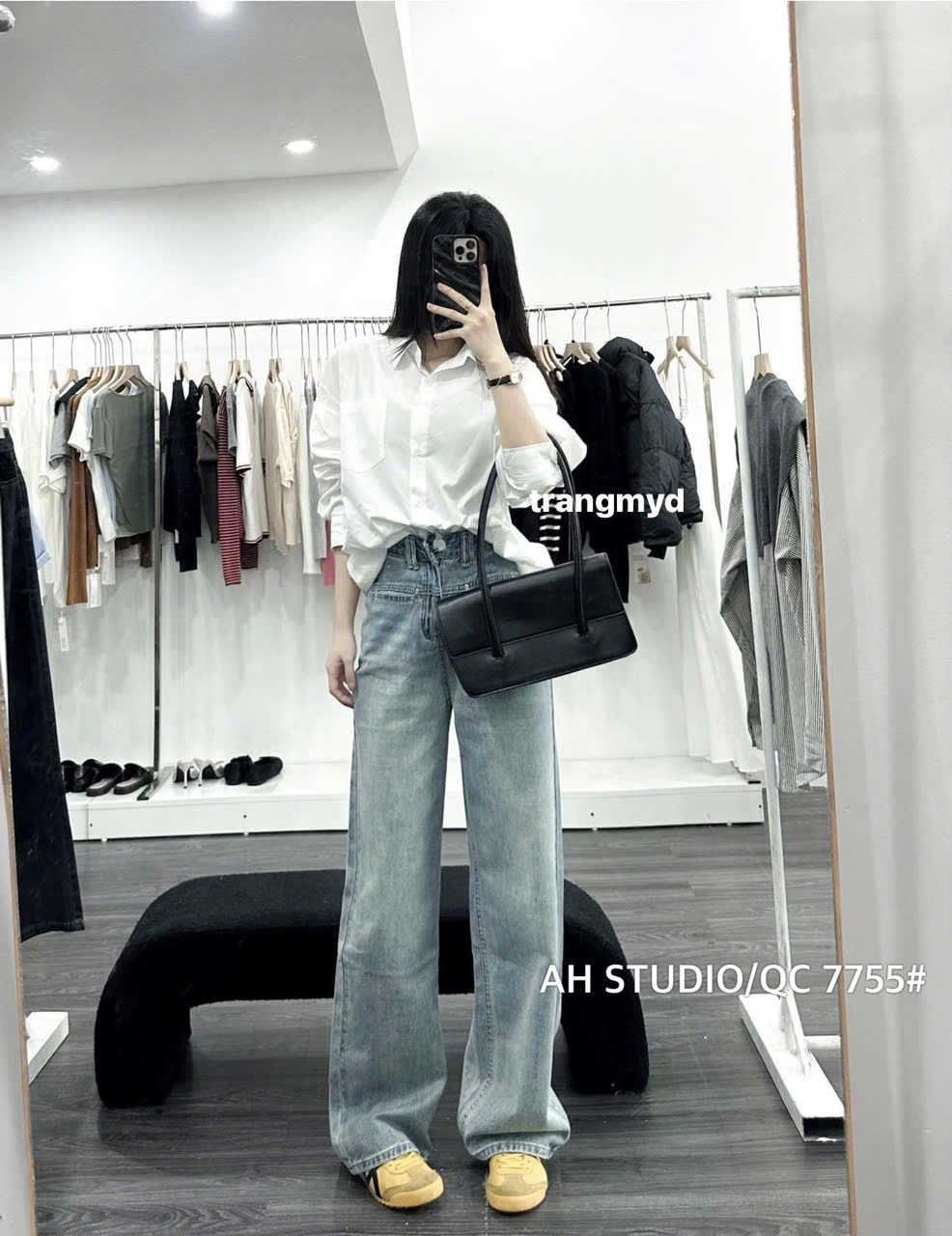 H3512- QUẦN JEANS SUÔNG TÚI MÍ MÀU XANH