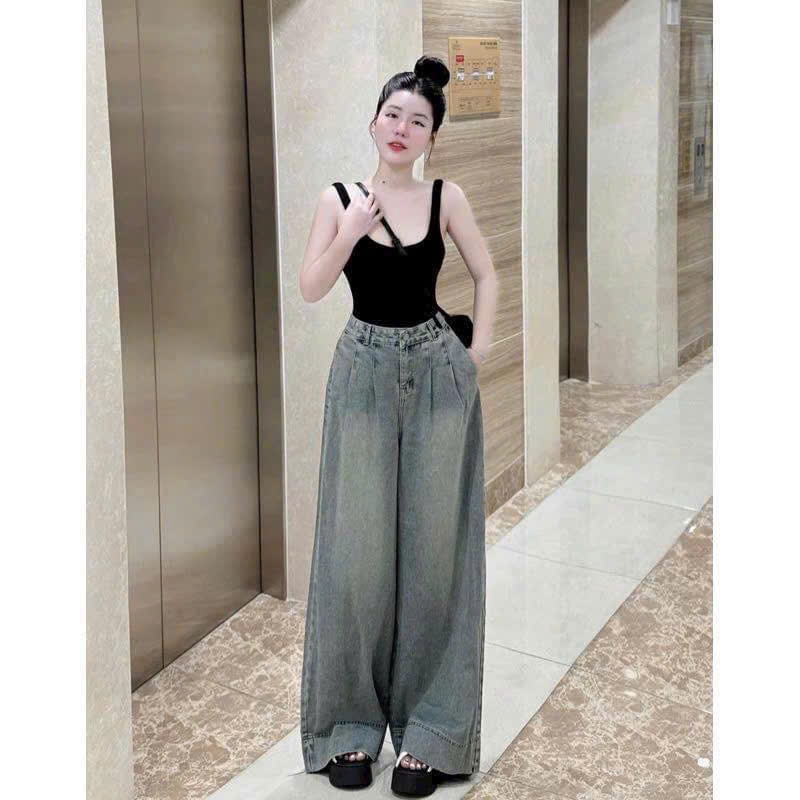 Y1748- QUẦN JEANS BẠC SUÔNG CHIẾT LI CẠP