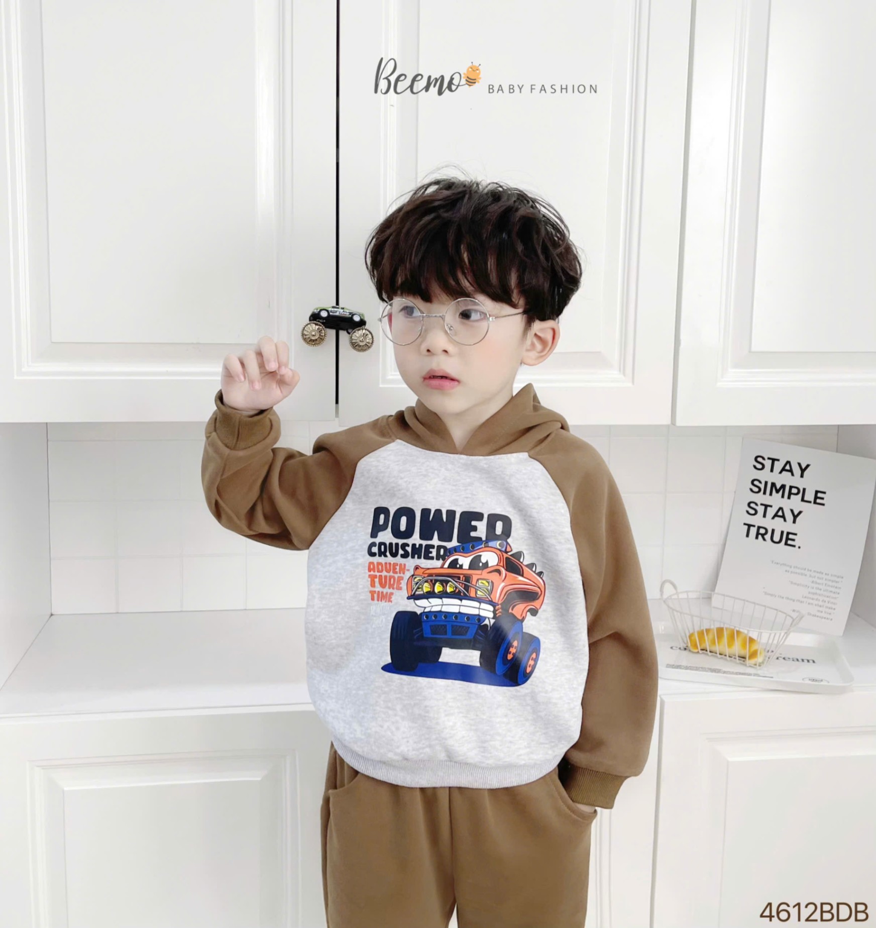 BEEMO 4612BDB- SET HOODIE RAGLAN IN HÌNH OTO