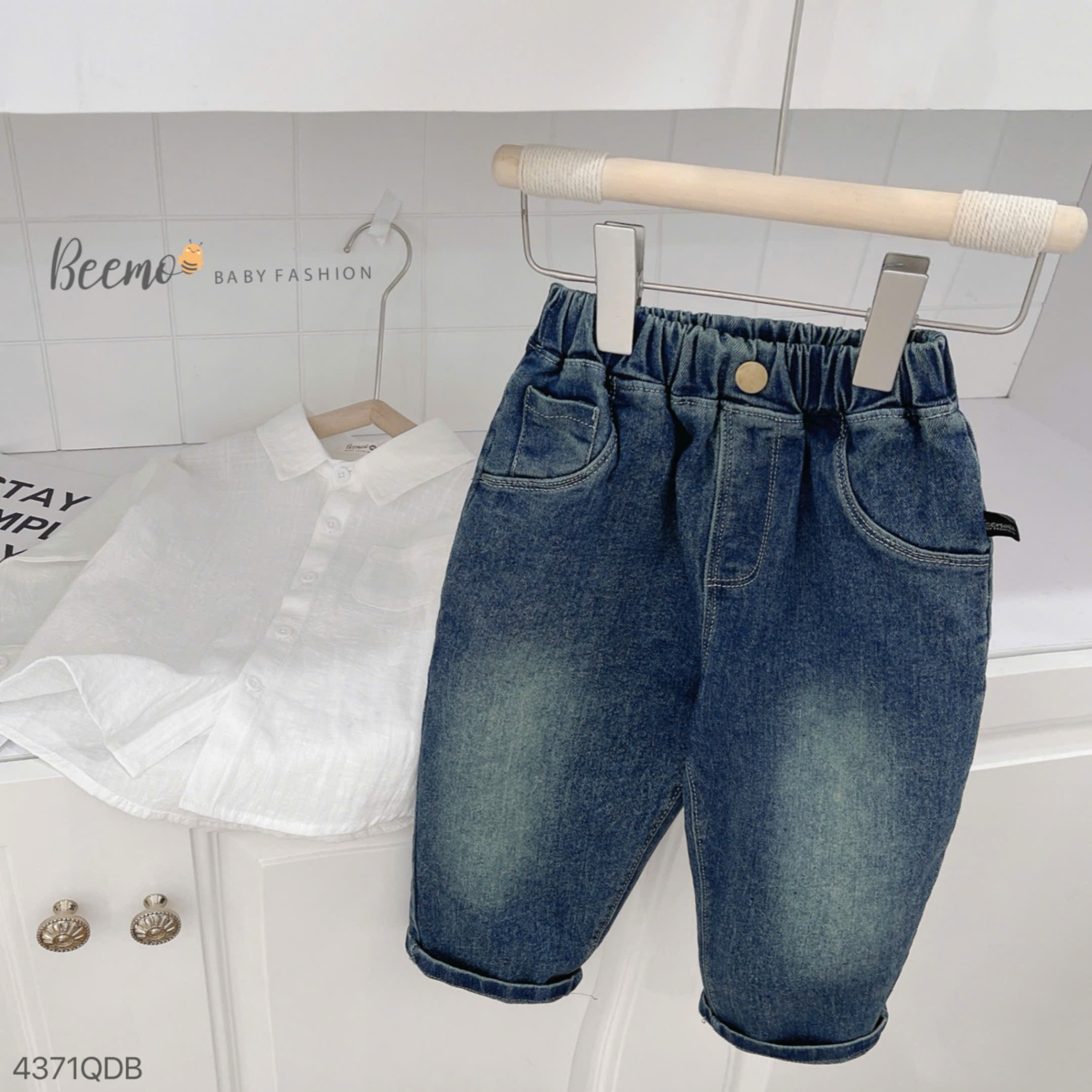 4371QDB - QUẦN BAGGY JEANS CHỈ NỔI BEEMO