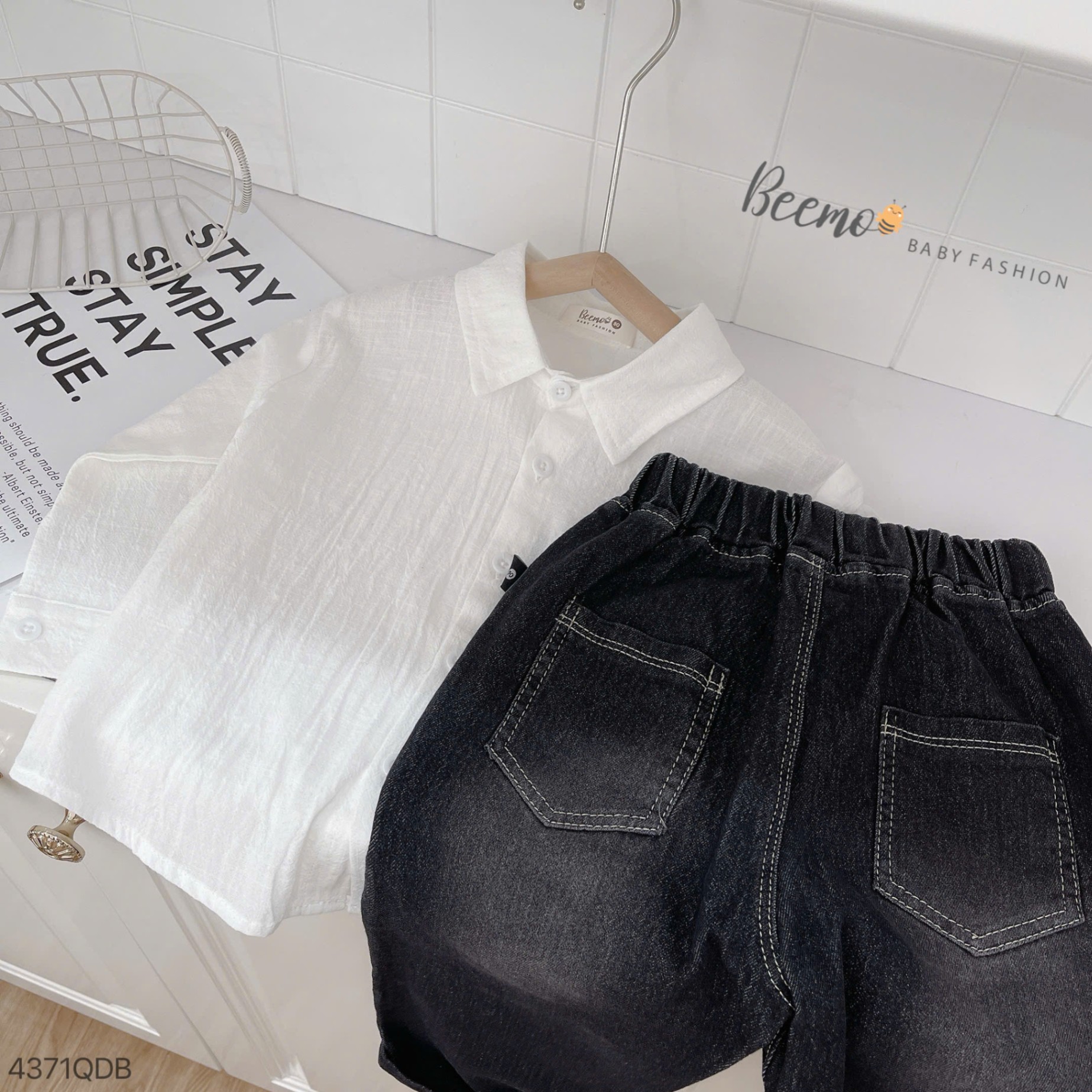 4371QDB - QUẦN BAGGY JEANS CHỈ NỔI BEEMO