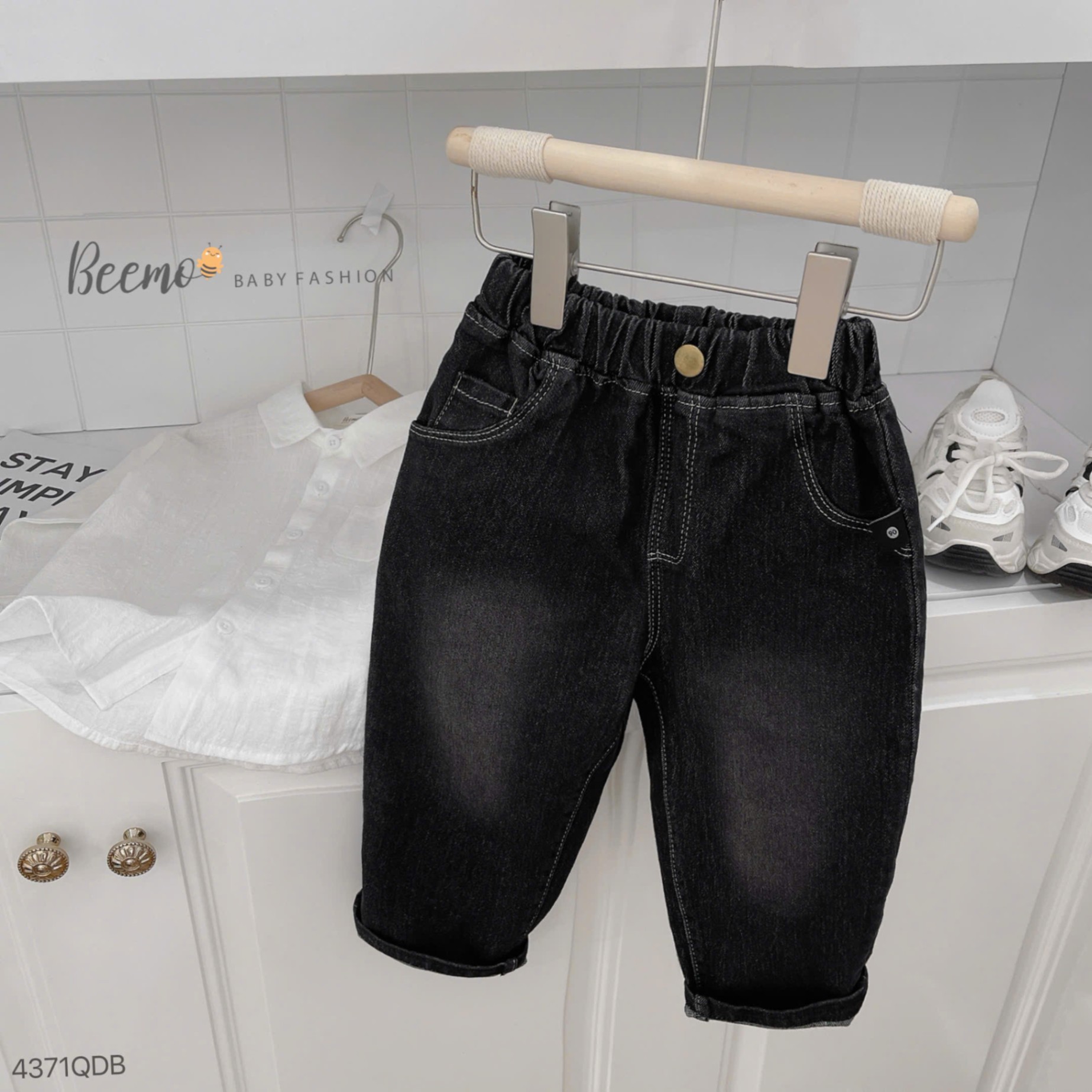 4371QDB - QUẦN BAGGY JEANS CHỈ NỔI BEEMO